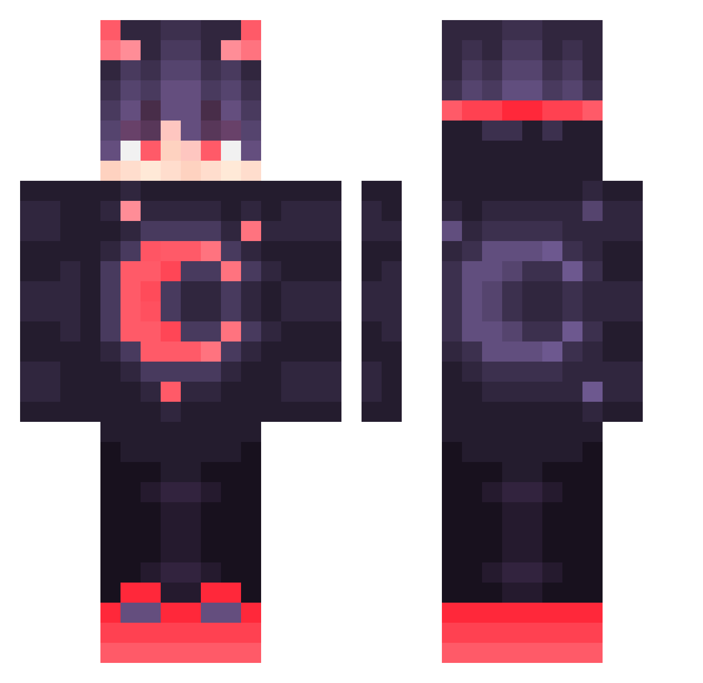 Loop3xhole_ Minecraft skin, front and back view
