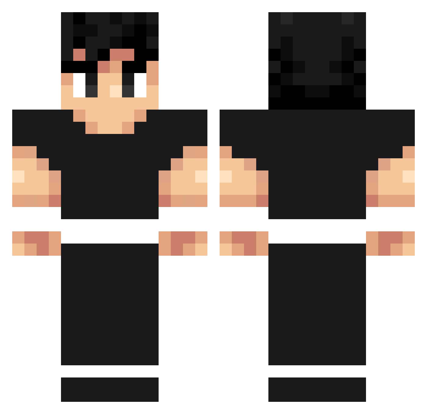 Artiixs Minecraft skin, front and back view