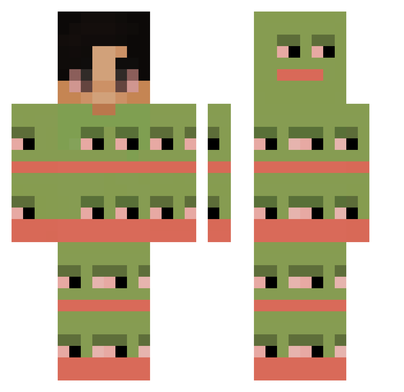 YoMqtt Minecraft skin, front and back view