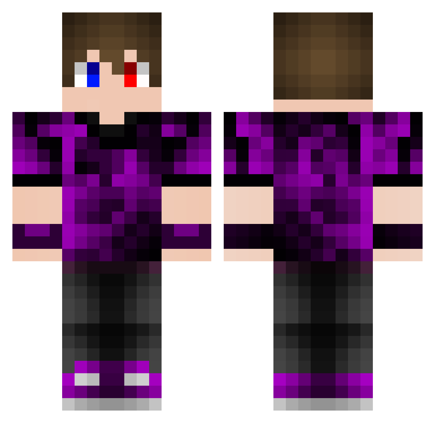Spoopey11 Minecraft skin, front and back view