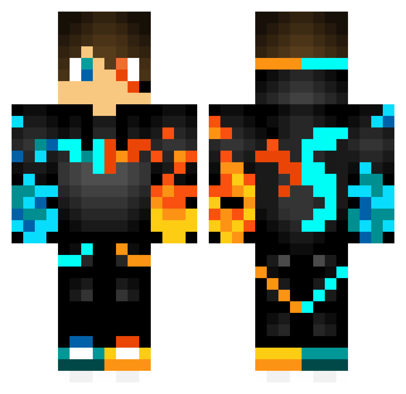 Netrunner66 Minecraft skin, front and back view