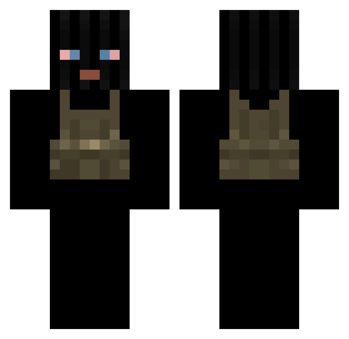 NEGRIACOMANDO Minecraft skin, front and back view