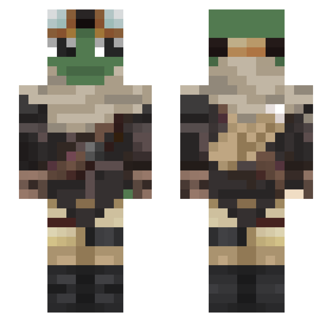 Asasach Minecraft skin, front and back view