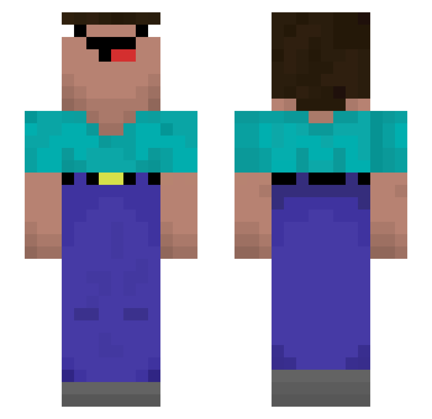 PrincipitoX Minecraft skin, front and back view