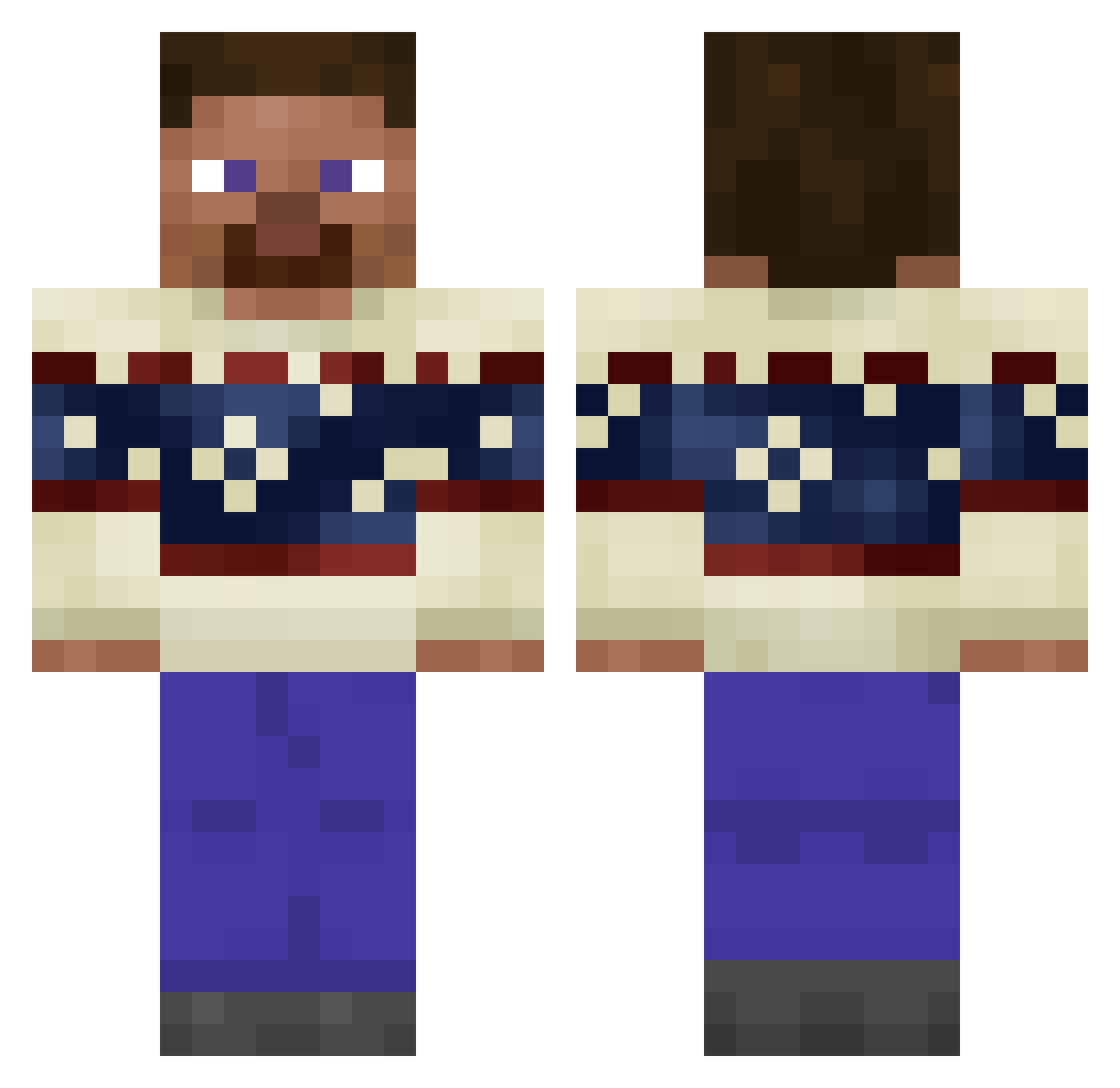 Some1AI Minecraft skin, front and back view