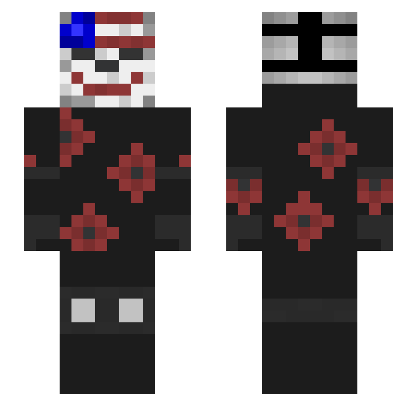 justIsmael Minecraft skin, front and back view