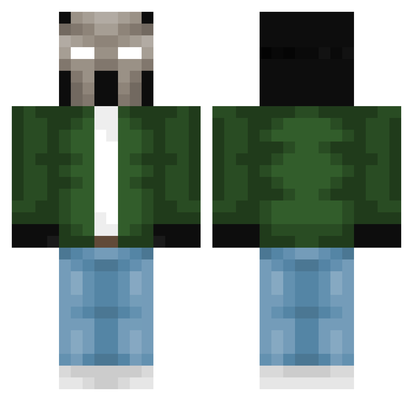 Wejoke3363 Minecraft skin, front and back view
