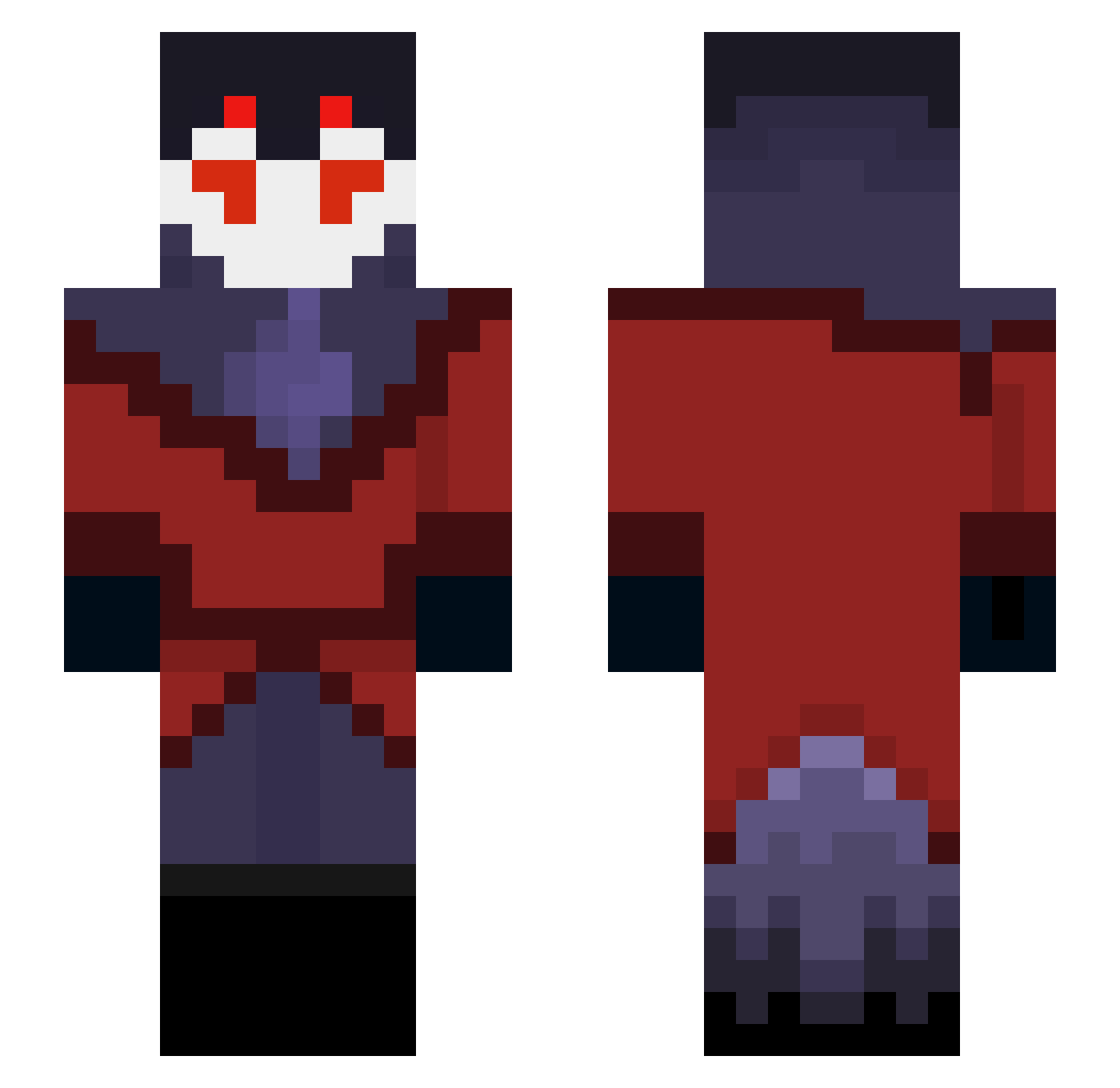Prof_Grimbark Minecraft skin, front and back view