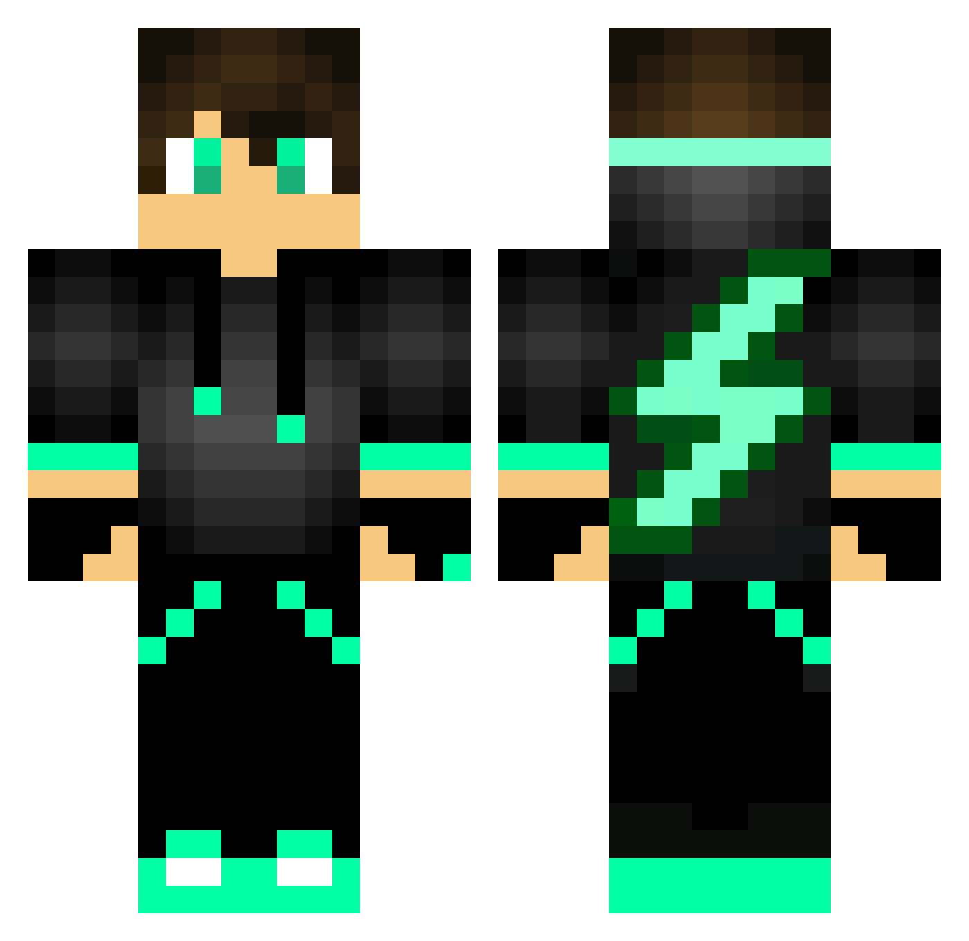 RZBGaming Minecraft skin, front and back view