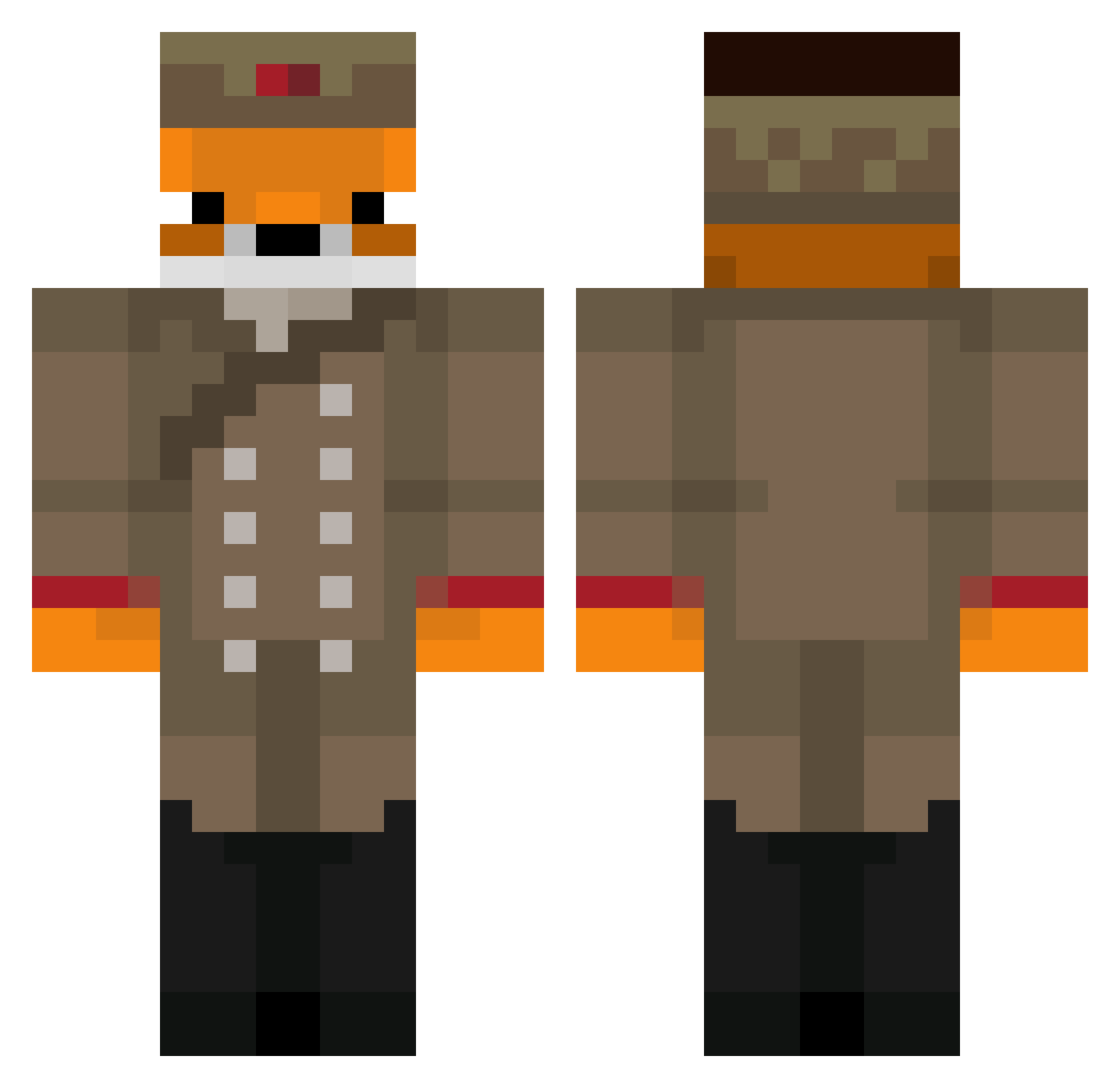Ruabzik Minecraft skin, front and back view