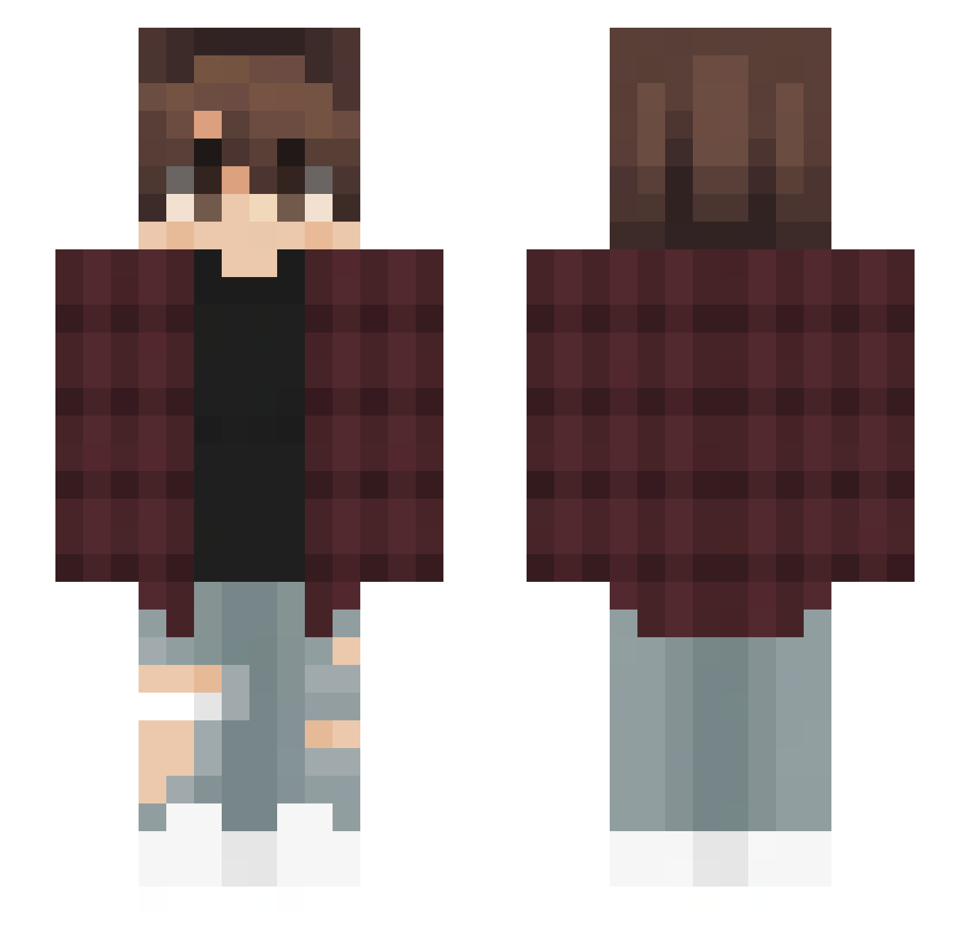 Rxzvi Minecraft skin, front and back view