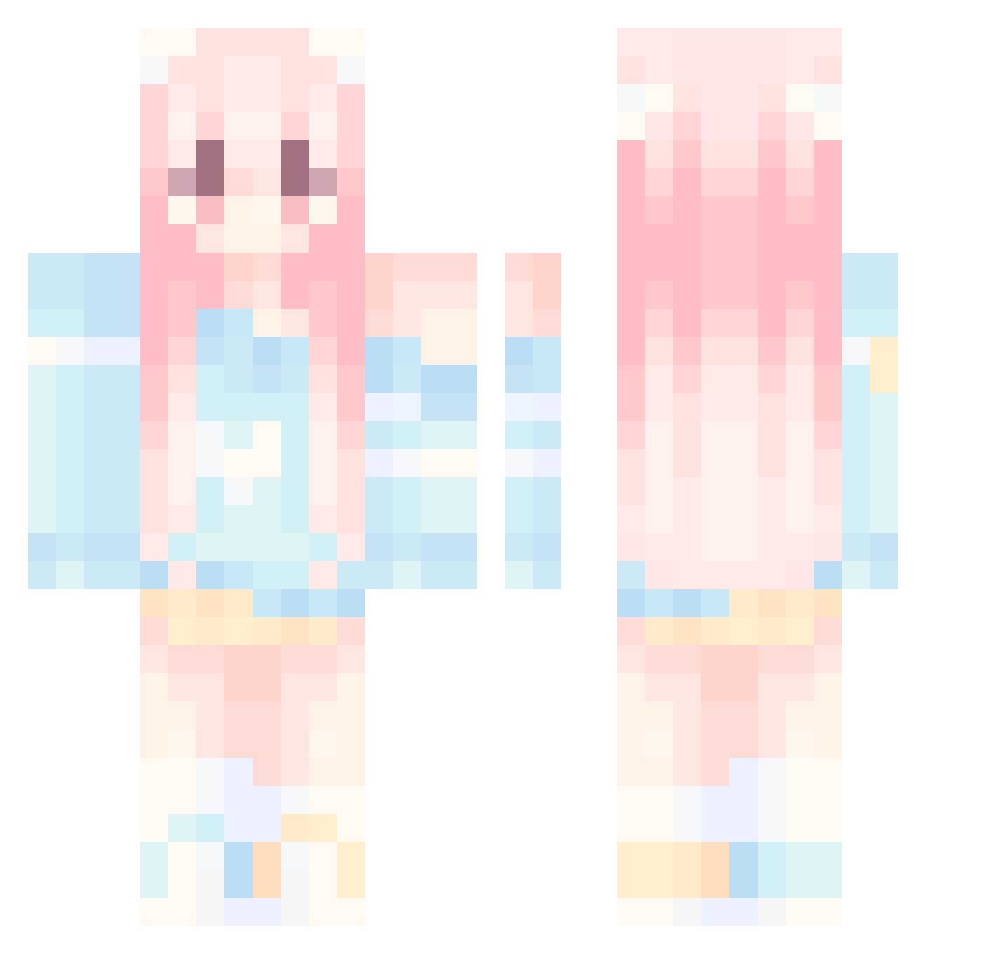 Youkip Minecraft skin, front and back view