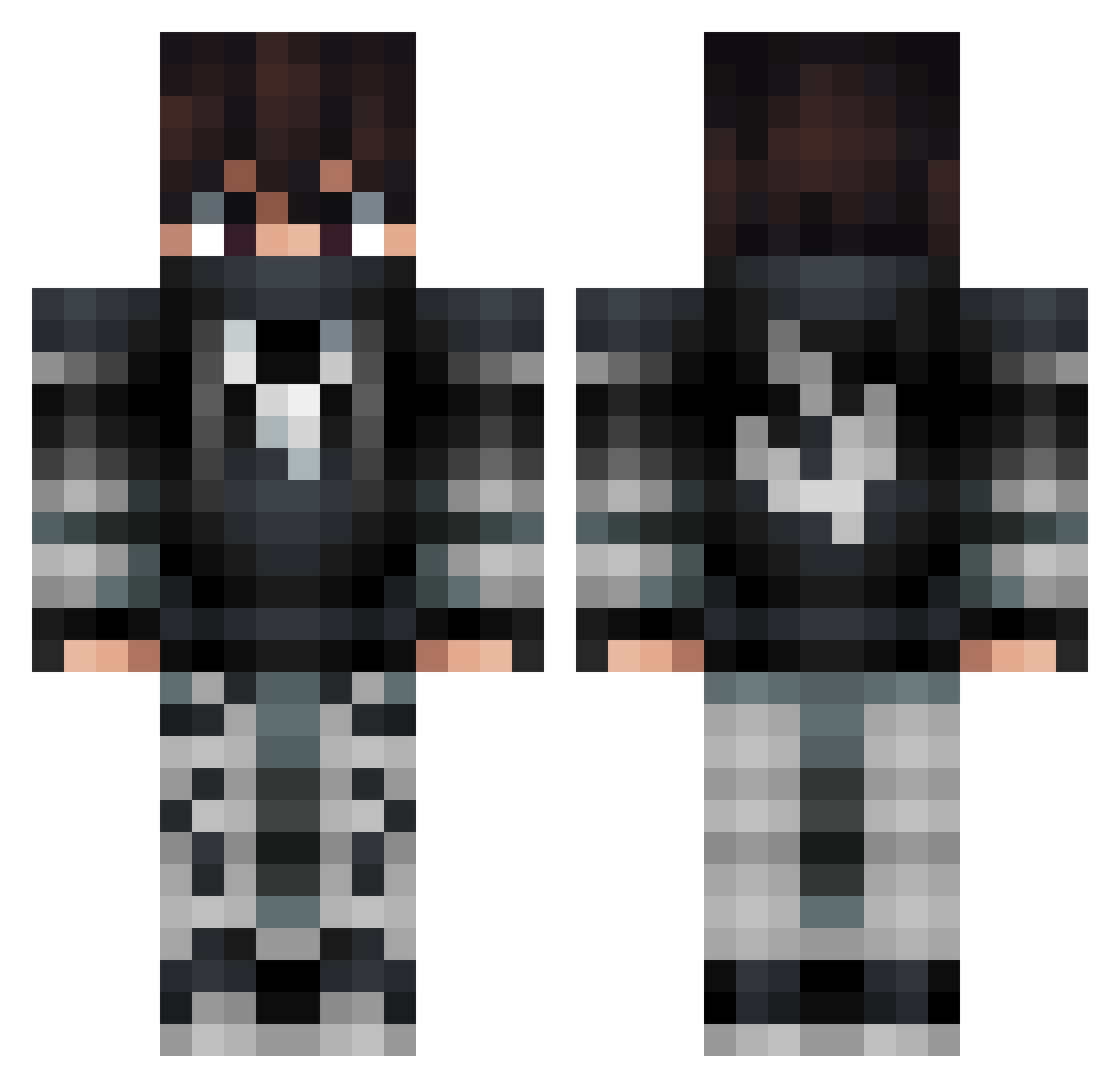unk0wnplayer Minecraft skin, front and back view
