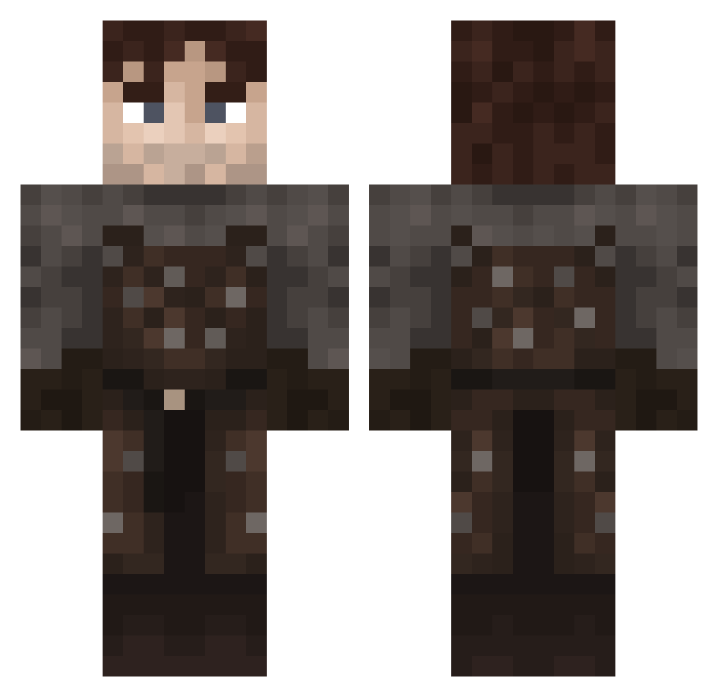 pioterchill Minecraft skin, front and back view
