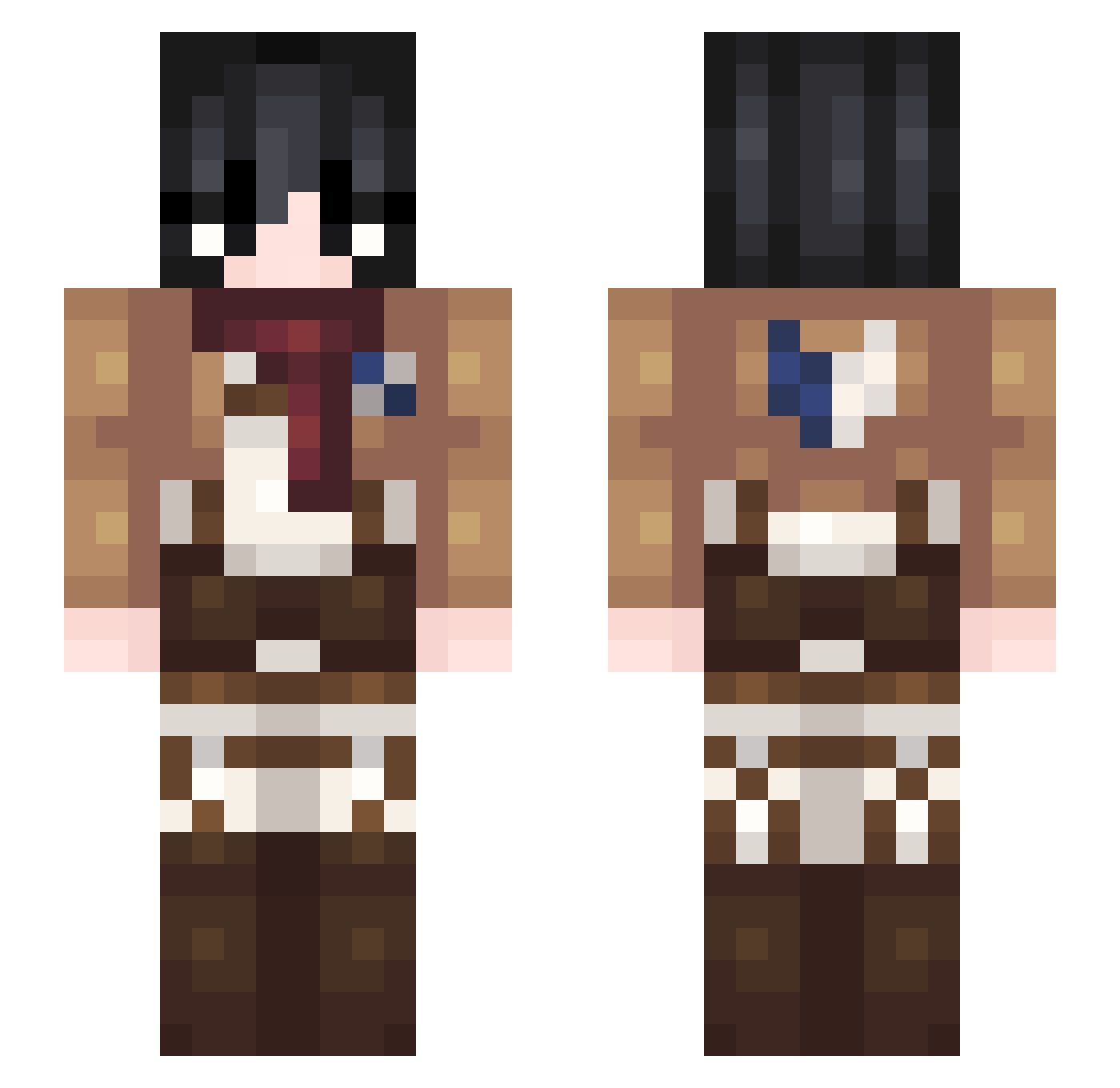 MikasatheWeirdo Minecraft skin, front and back view