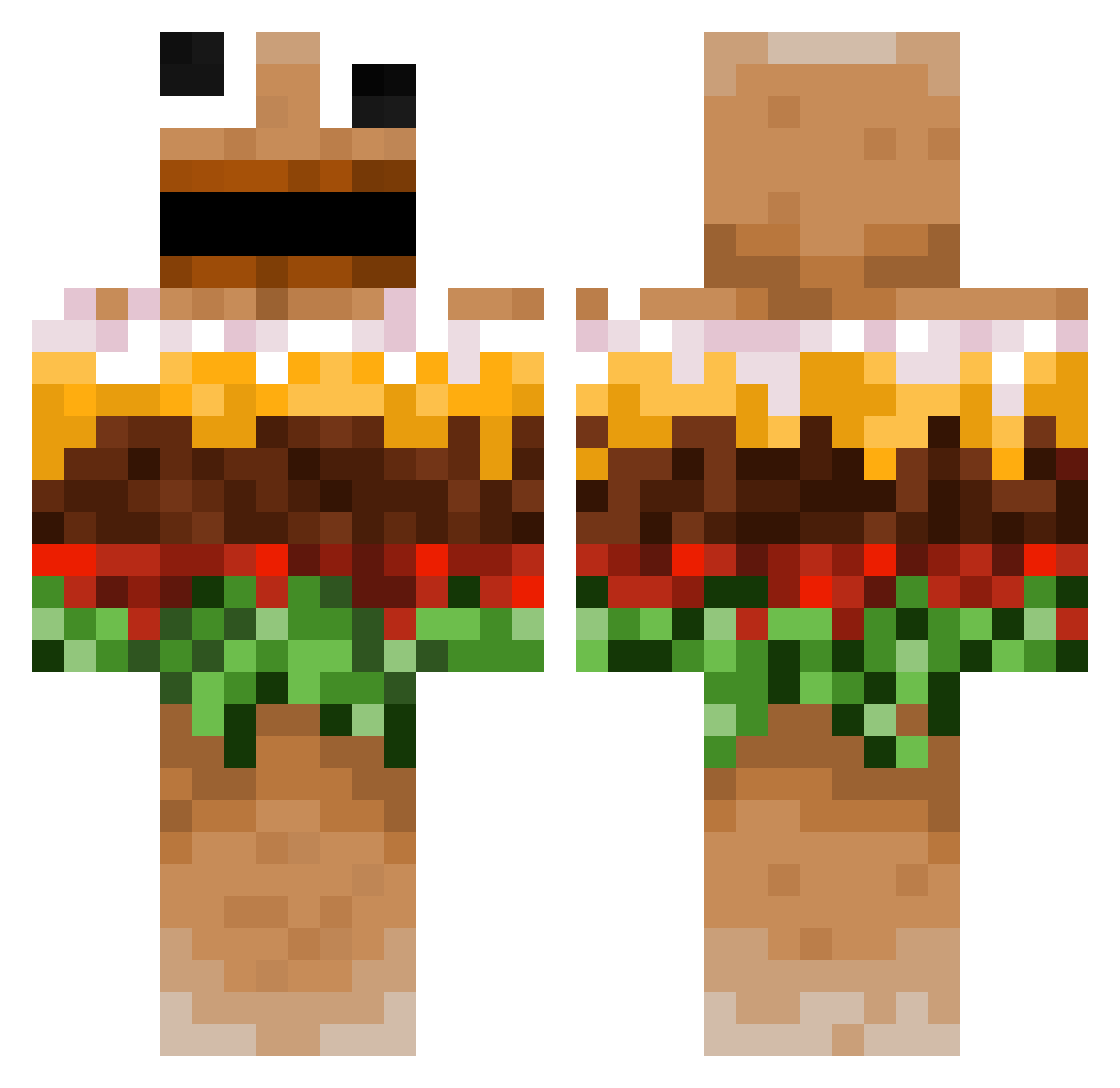 NerdBack Minecraft skin, front and back view