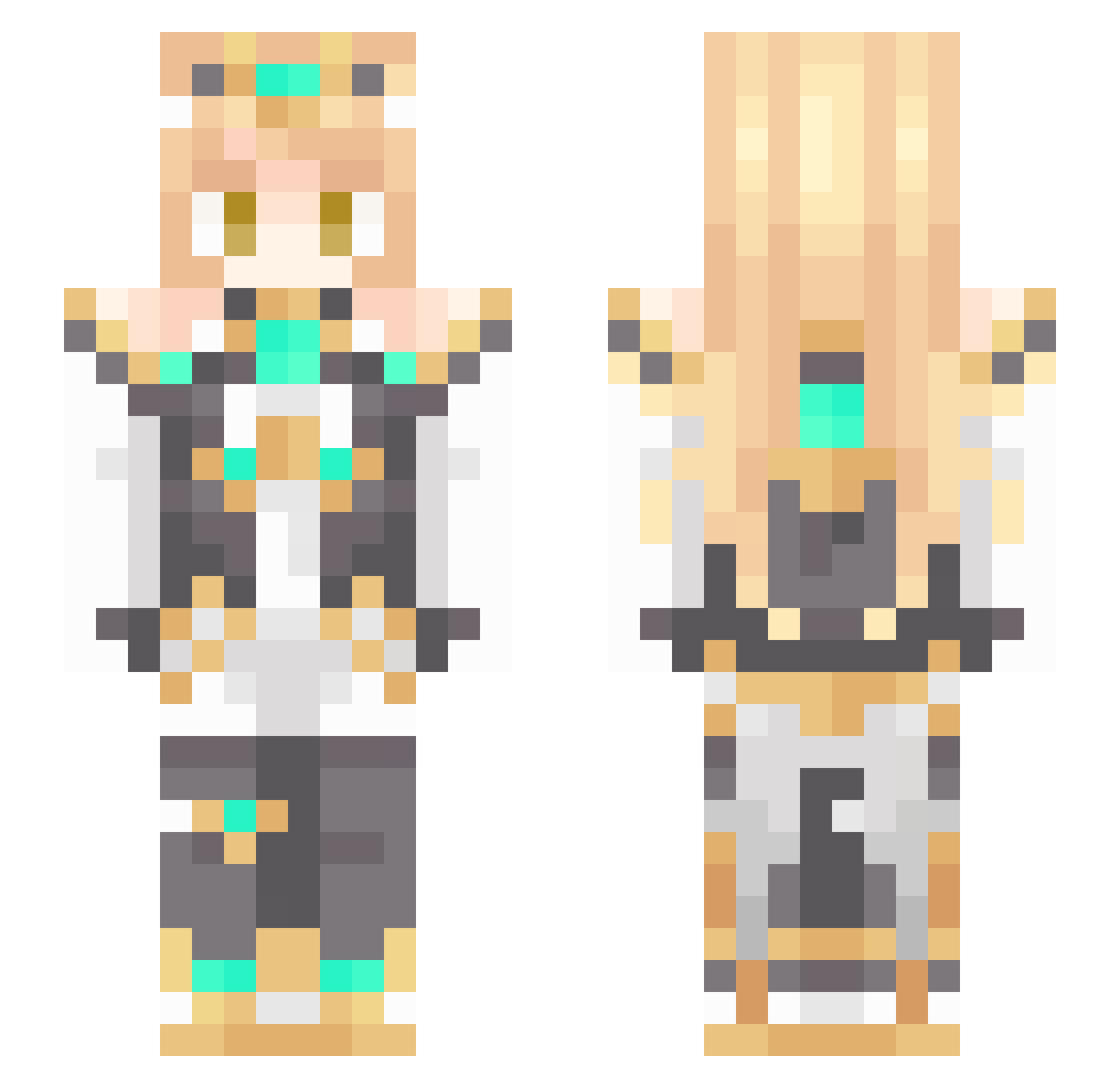 EMT_Emilia Minecraft skin, front and back view