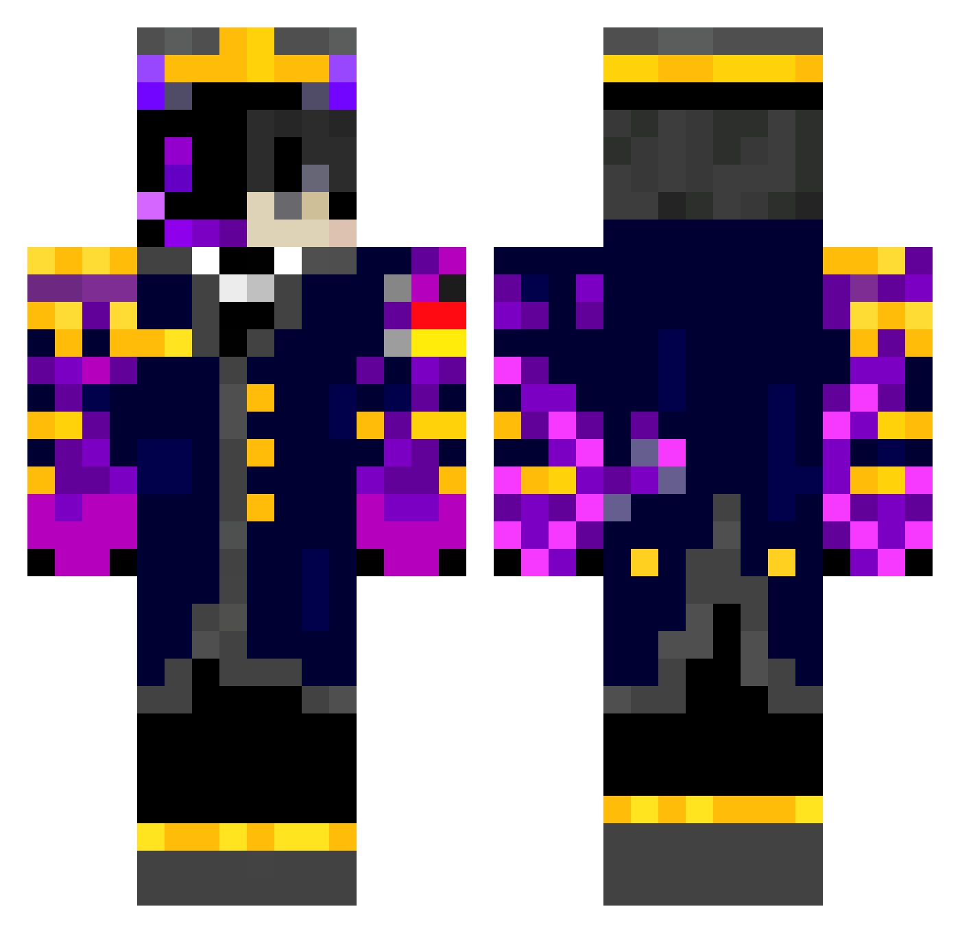 Redshadow999 Minecraft skin, front and back view