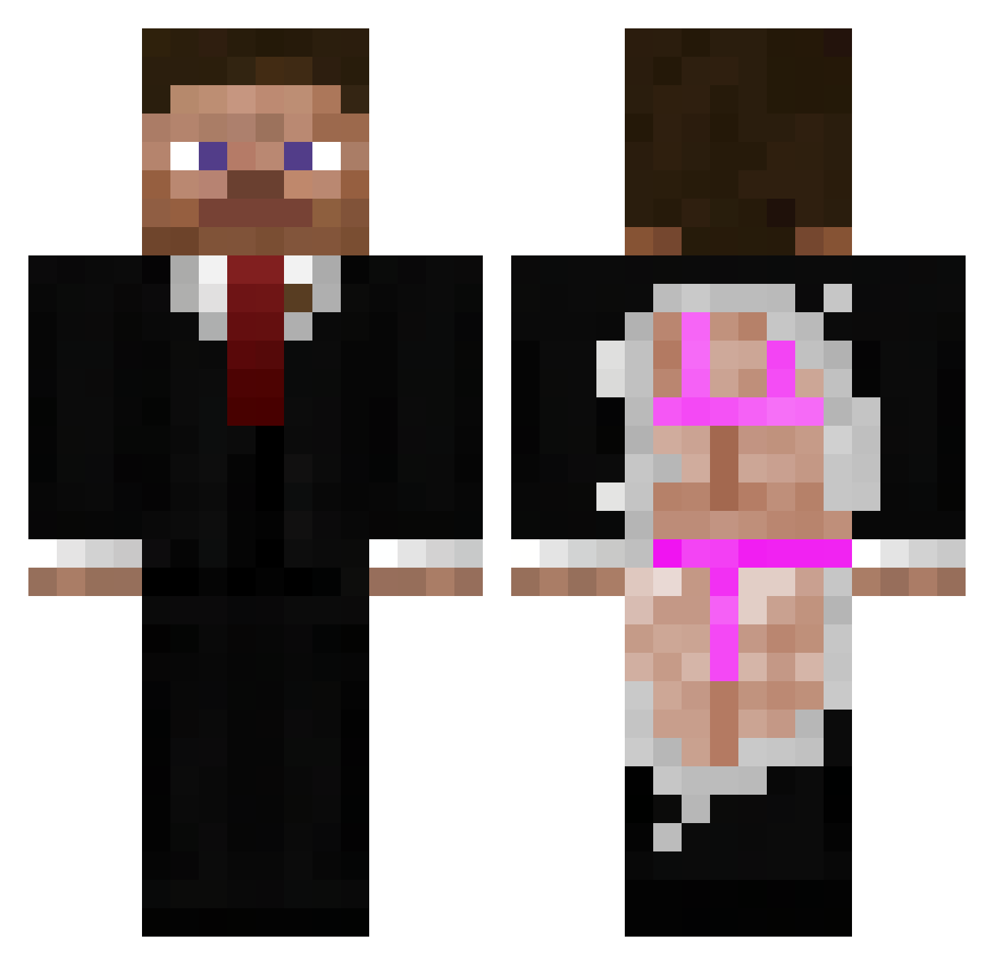 WhereAreMePants Minecraft skin, front and back view
