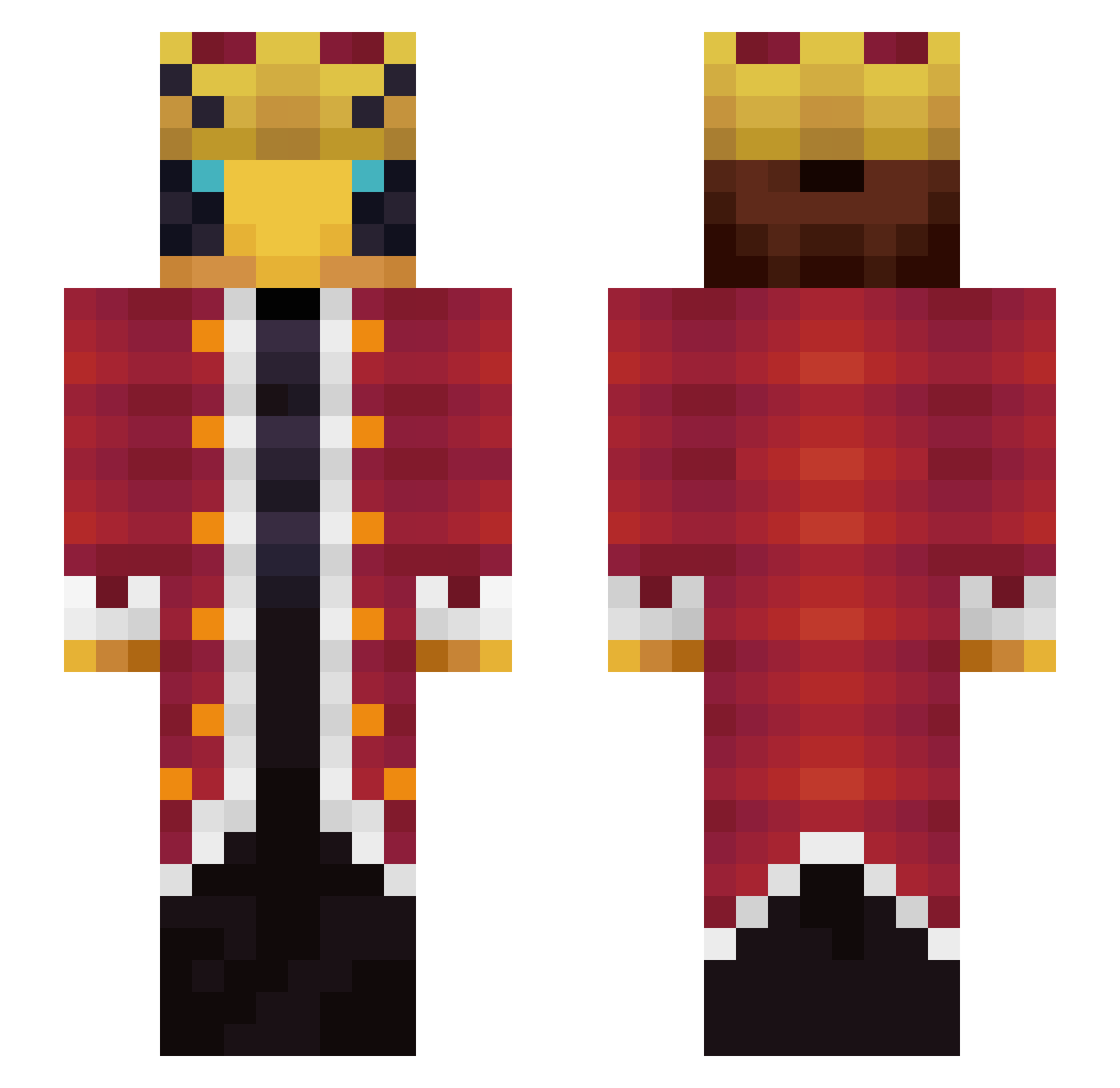 SyntecxAlistar Minecraft skin, front and back view