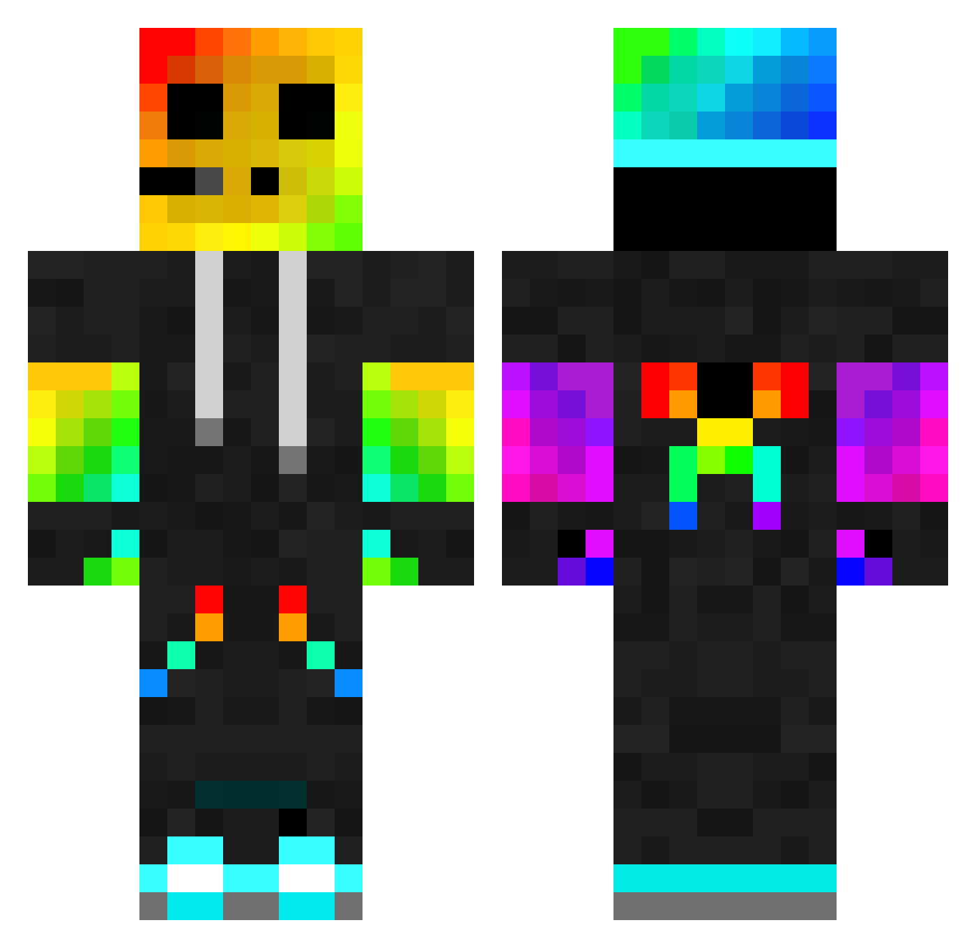 tarantella Minecraft skin, front and back view