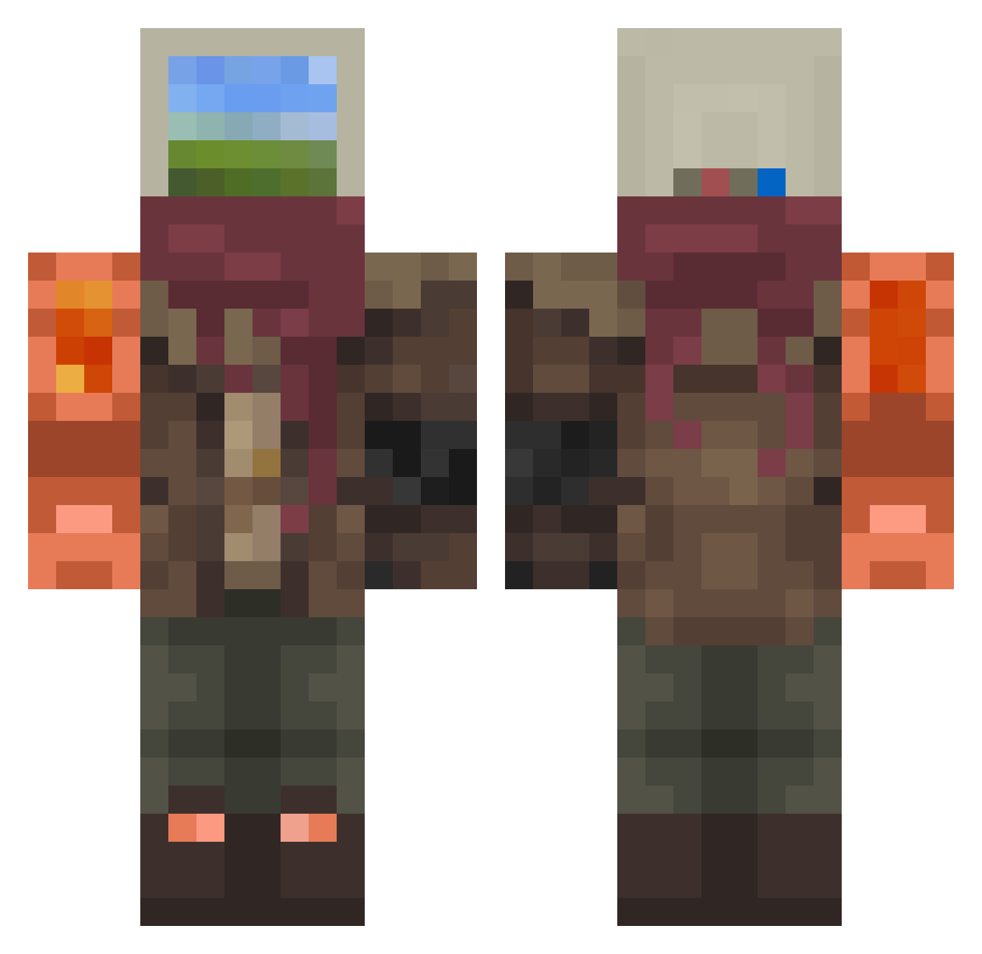 Ket_CopperMan Minecraft skin, front and back view
