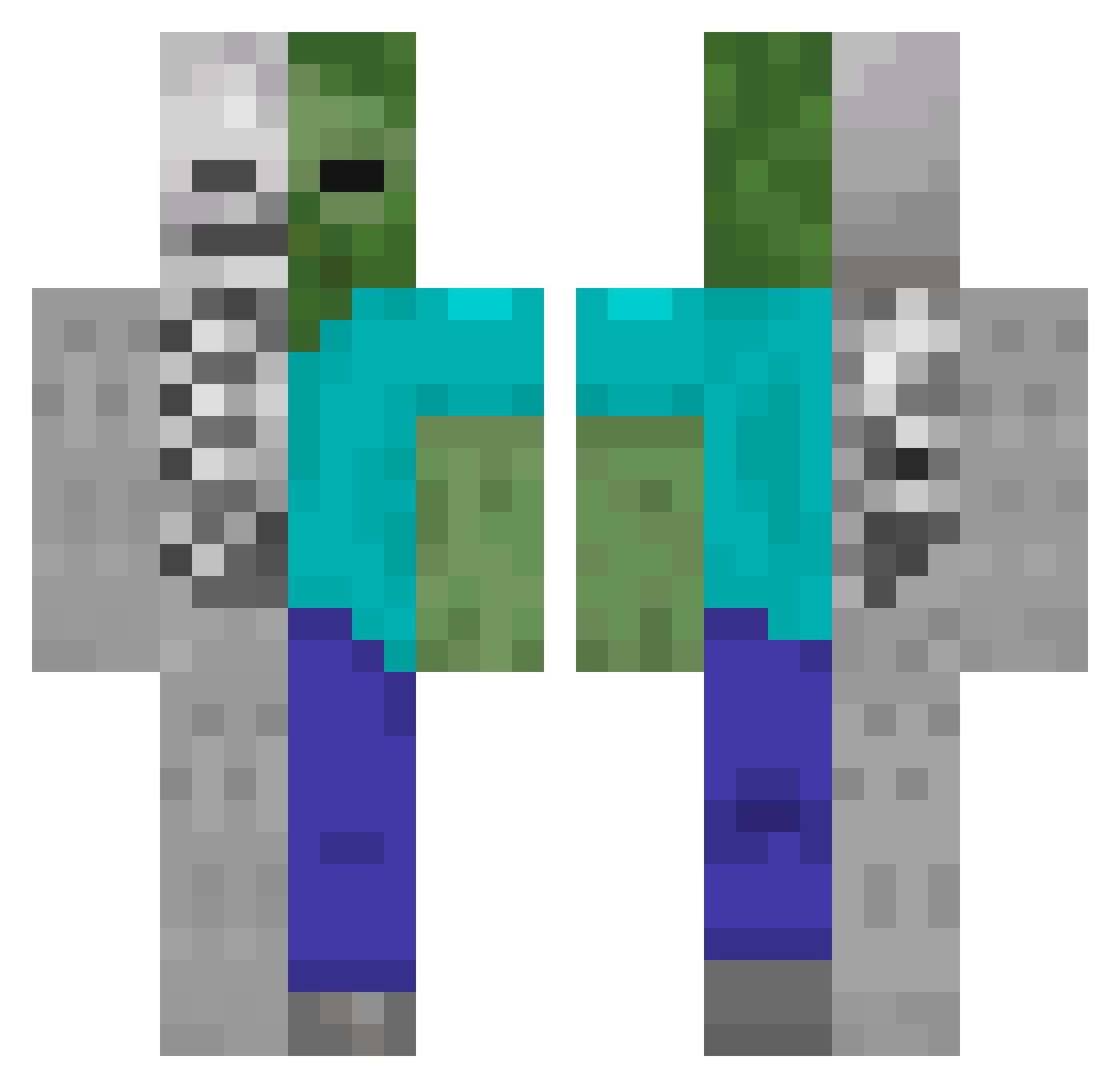 Rholoo Minecraft skin, front and back view