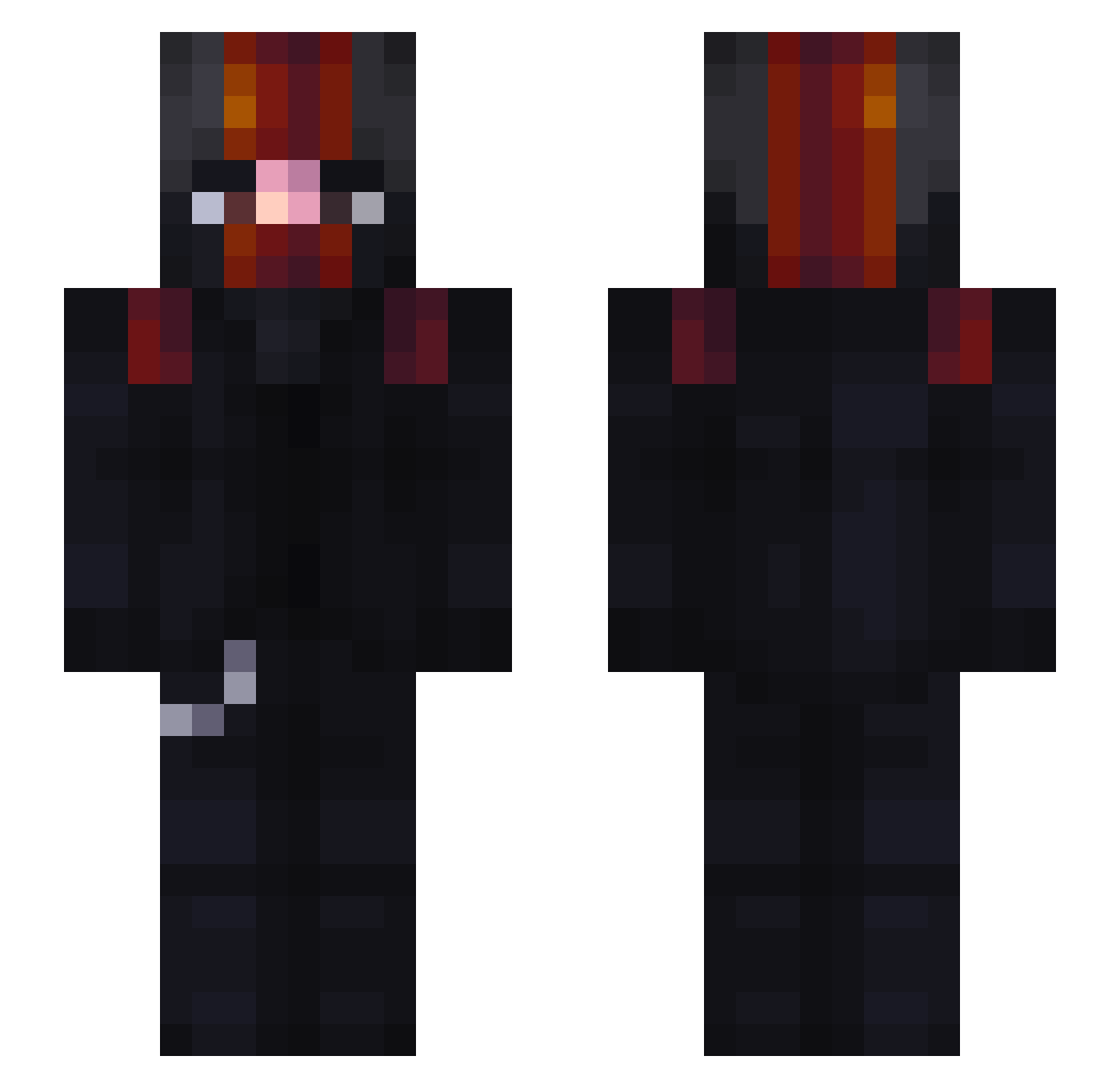 SkylarKikuro Minecraft skin, front and back view