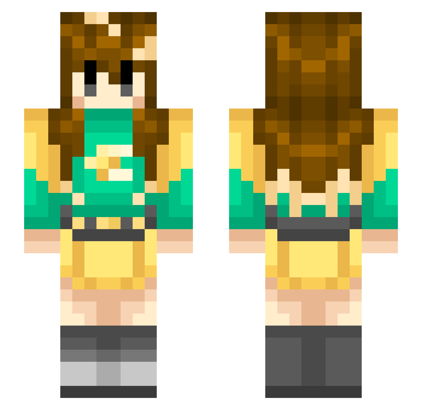 Starabit Minecraft skin, front and back view