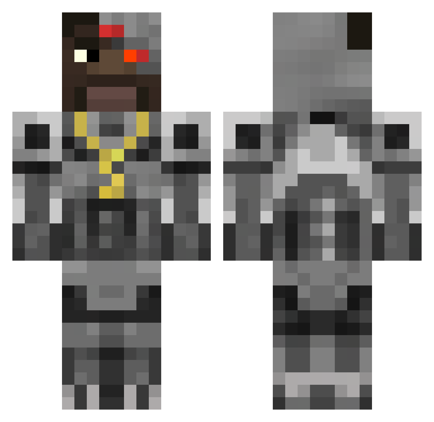 Blindstillinger Minecraft skin, front and back view