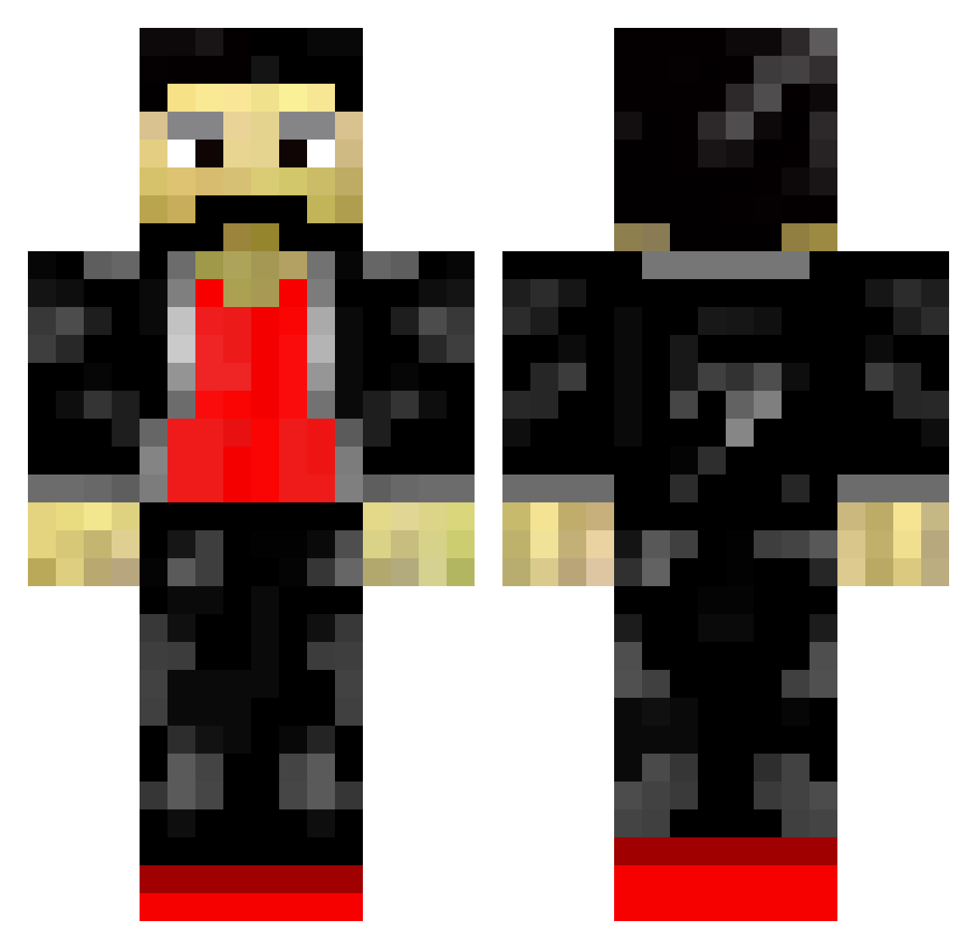 zarxto Minecraft skin, front and back view