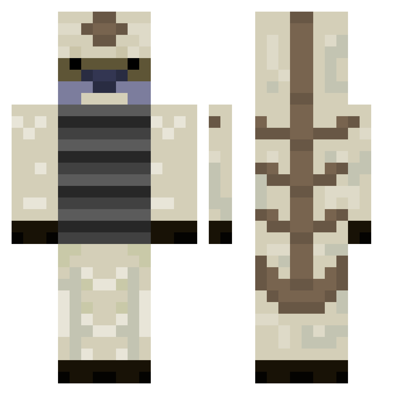FinalKinjaz Minecraft skin, front and back view