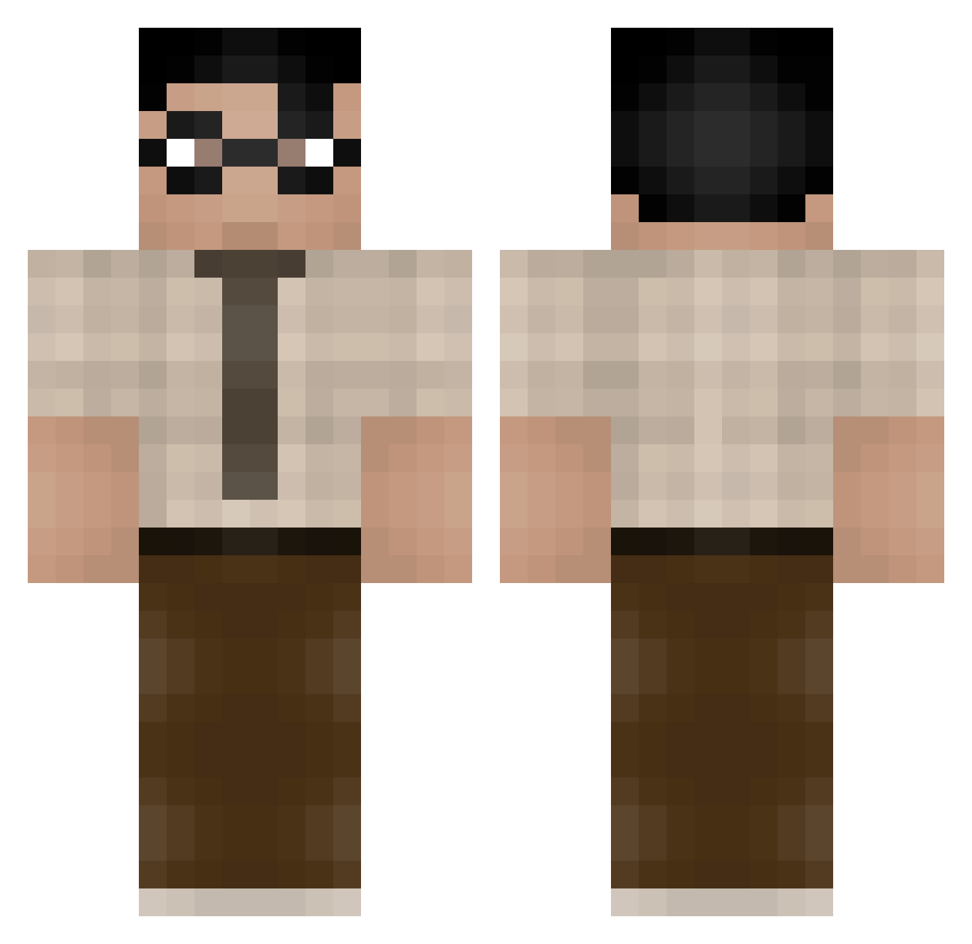 Controson Minecraft skin, front and back view