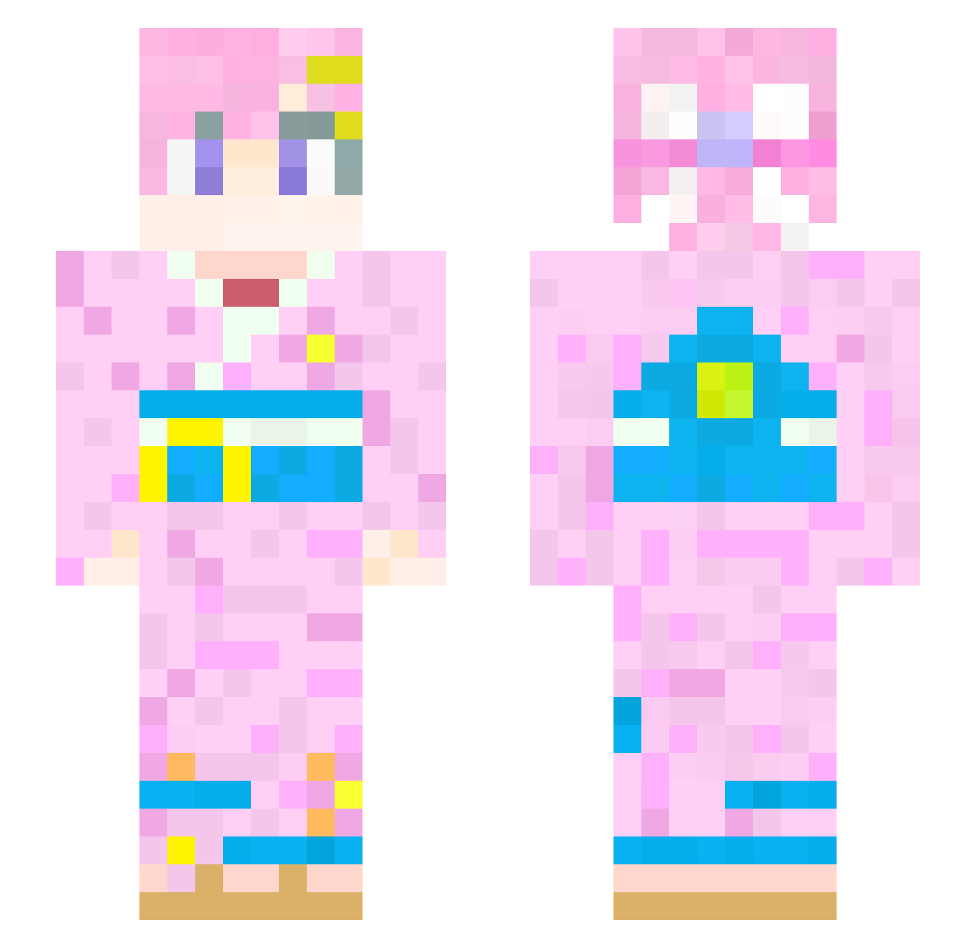 HANAchacha Minecraft skin, front and back view