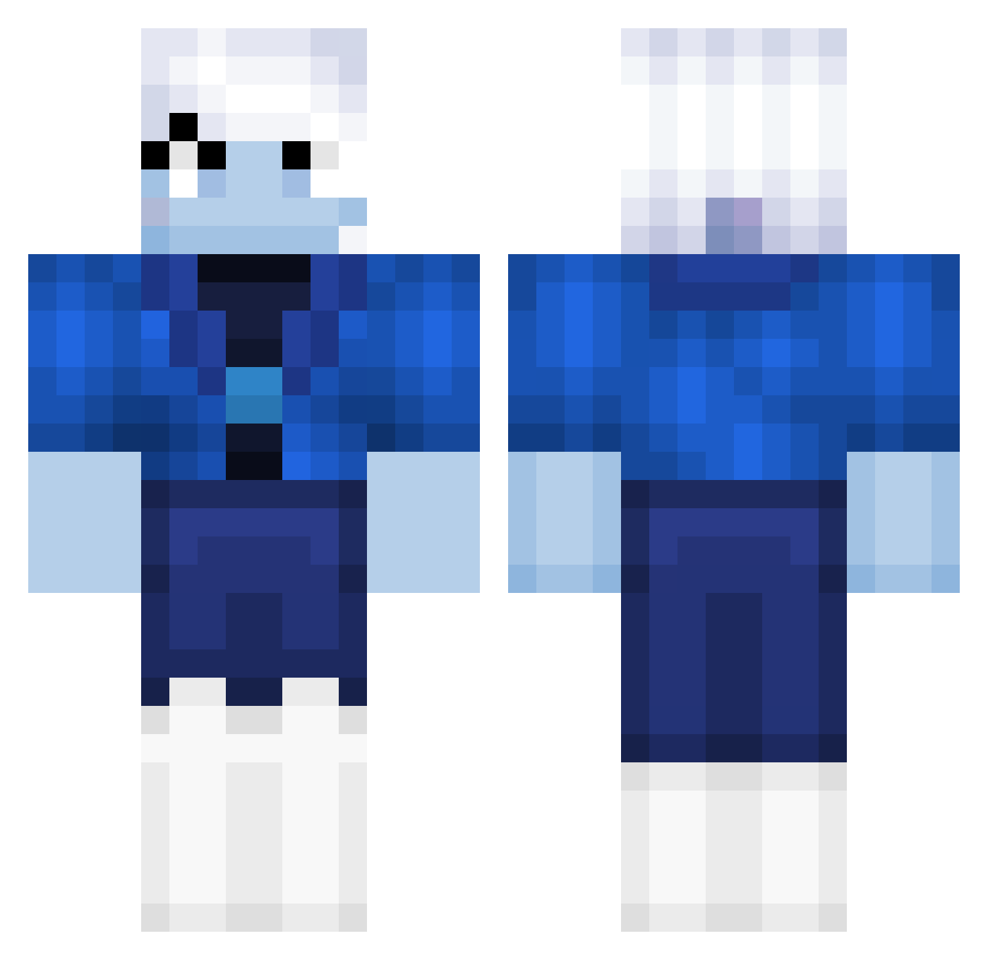 Fluffec Minecraft skin, front and back view