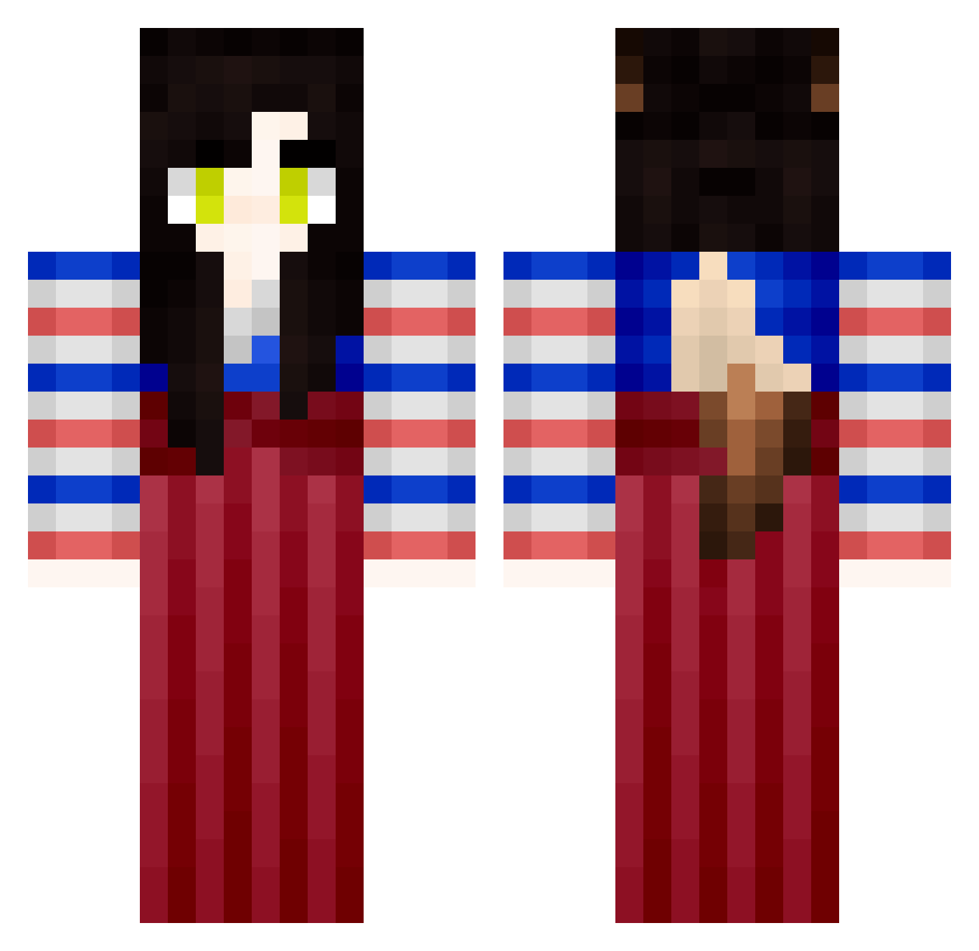 DiabloKiki Minecraft skin, front and back view
