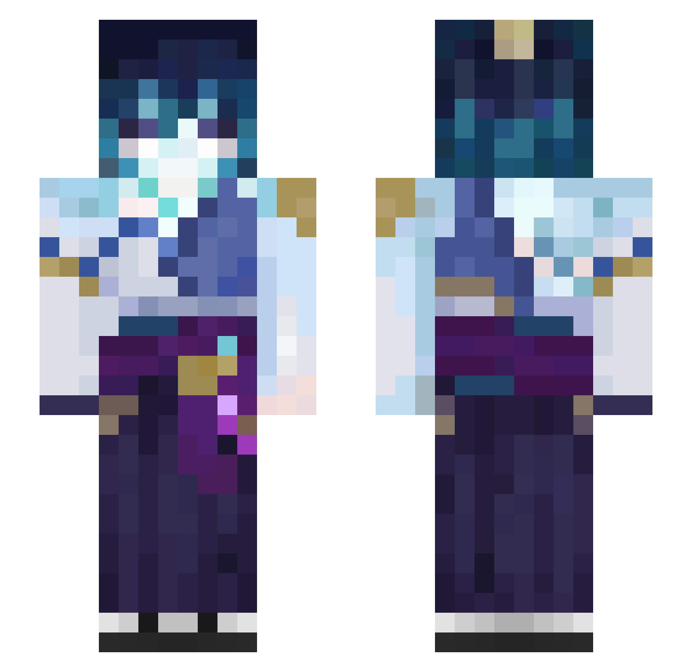 Moonylette Minecraft skin, front and back view
