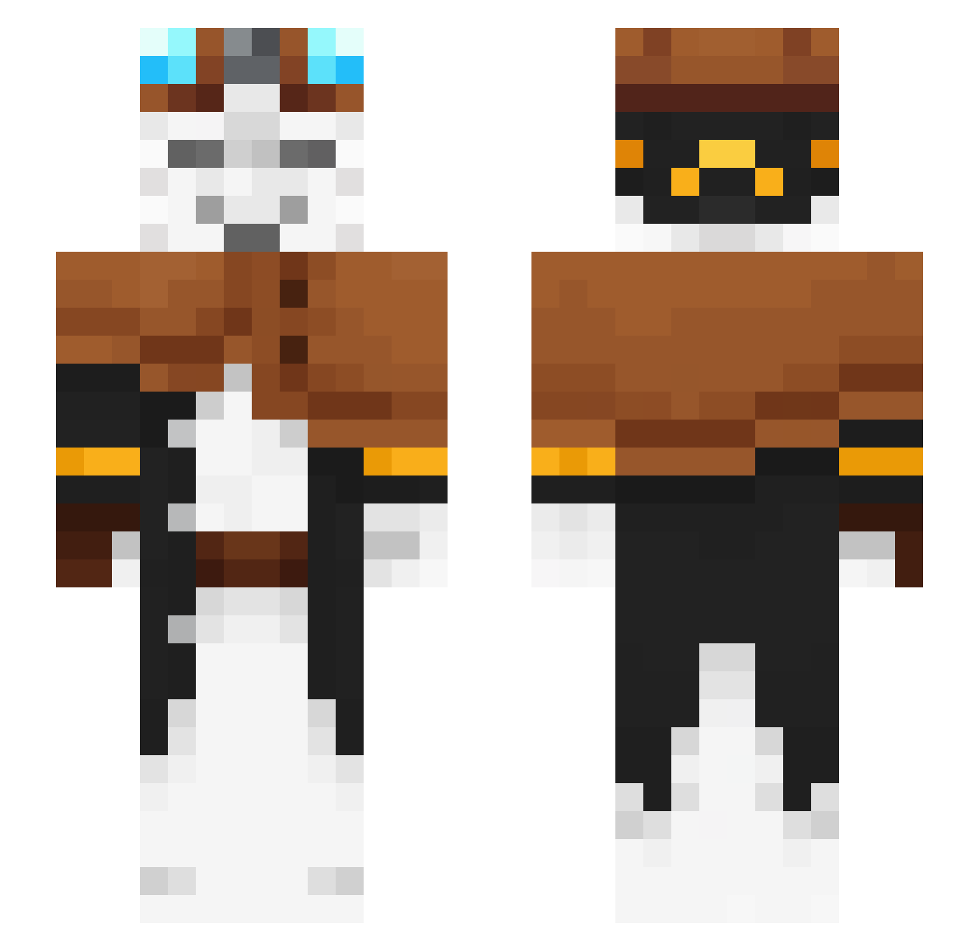 reostin Minecraft skin, front and back view
