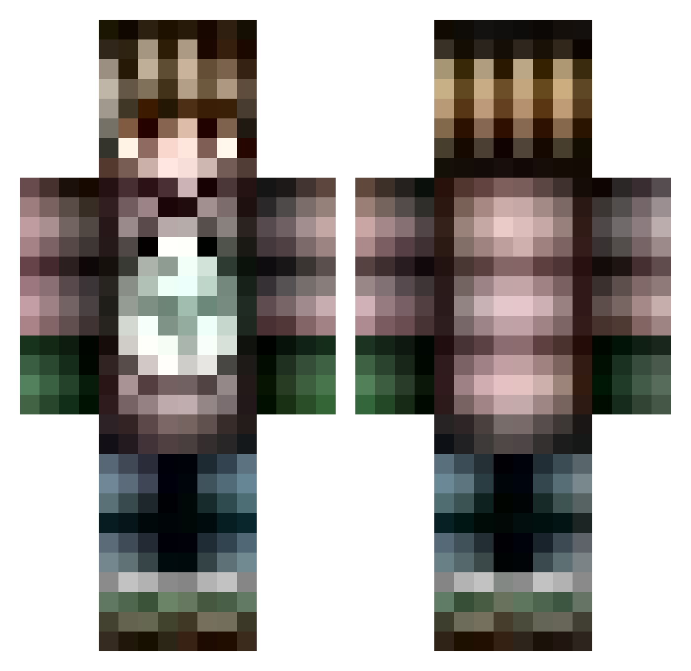xMugg_ Minecraft skin, front and back view