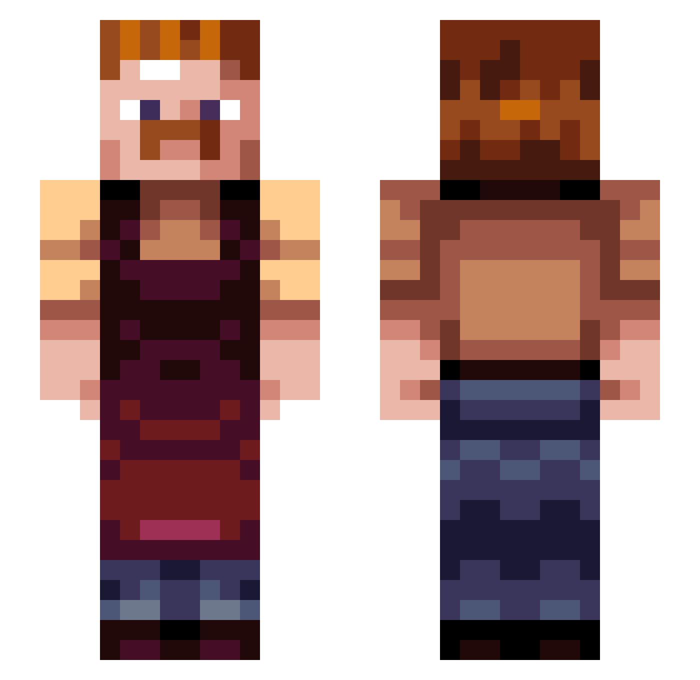 QuartzWaw Minecraft skin, front and back view