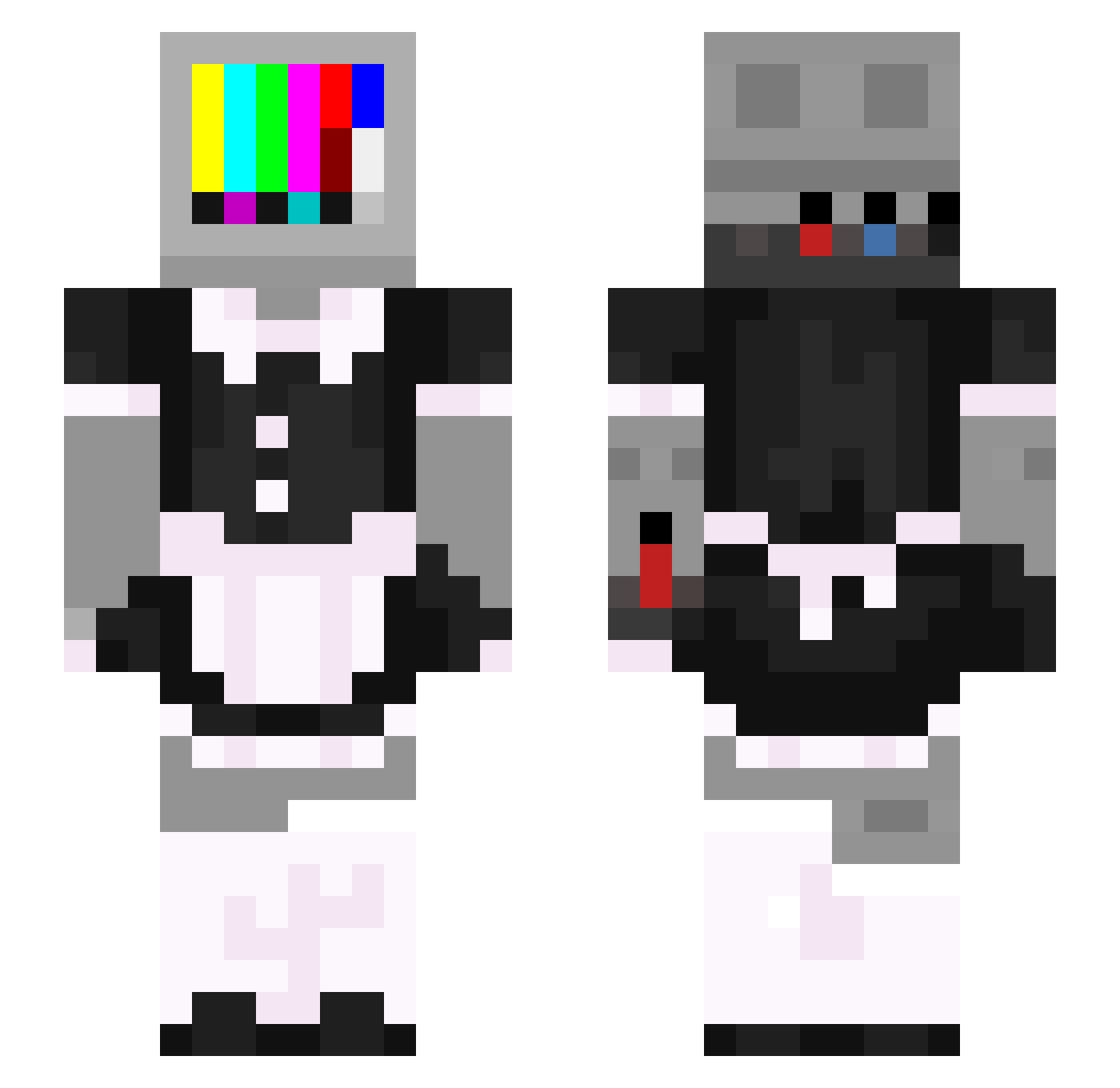 skyjackV Minecraft skin, front and back view