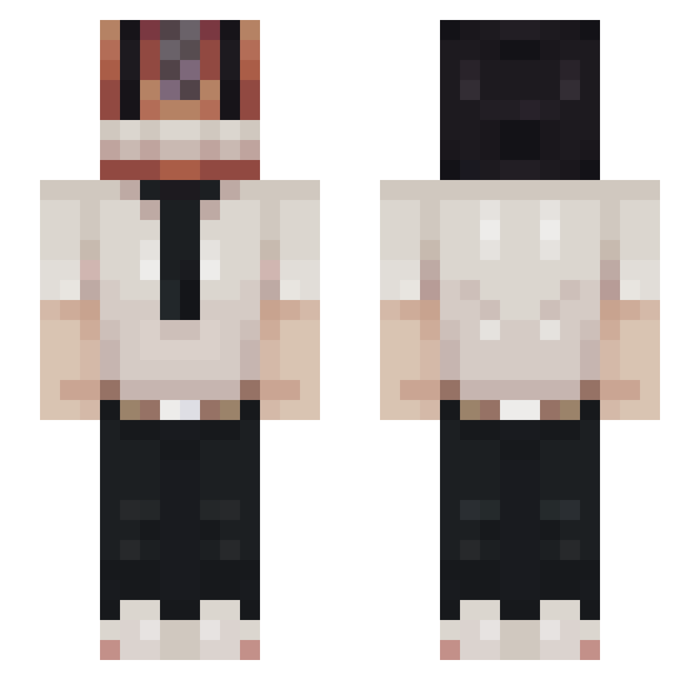 OrangeButtCream Minecraft skin, front and back view