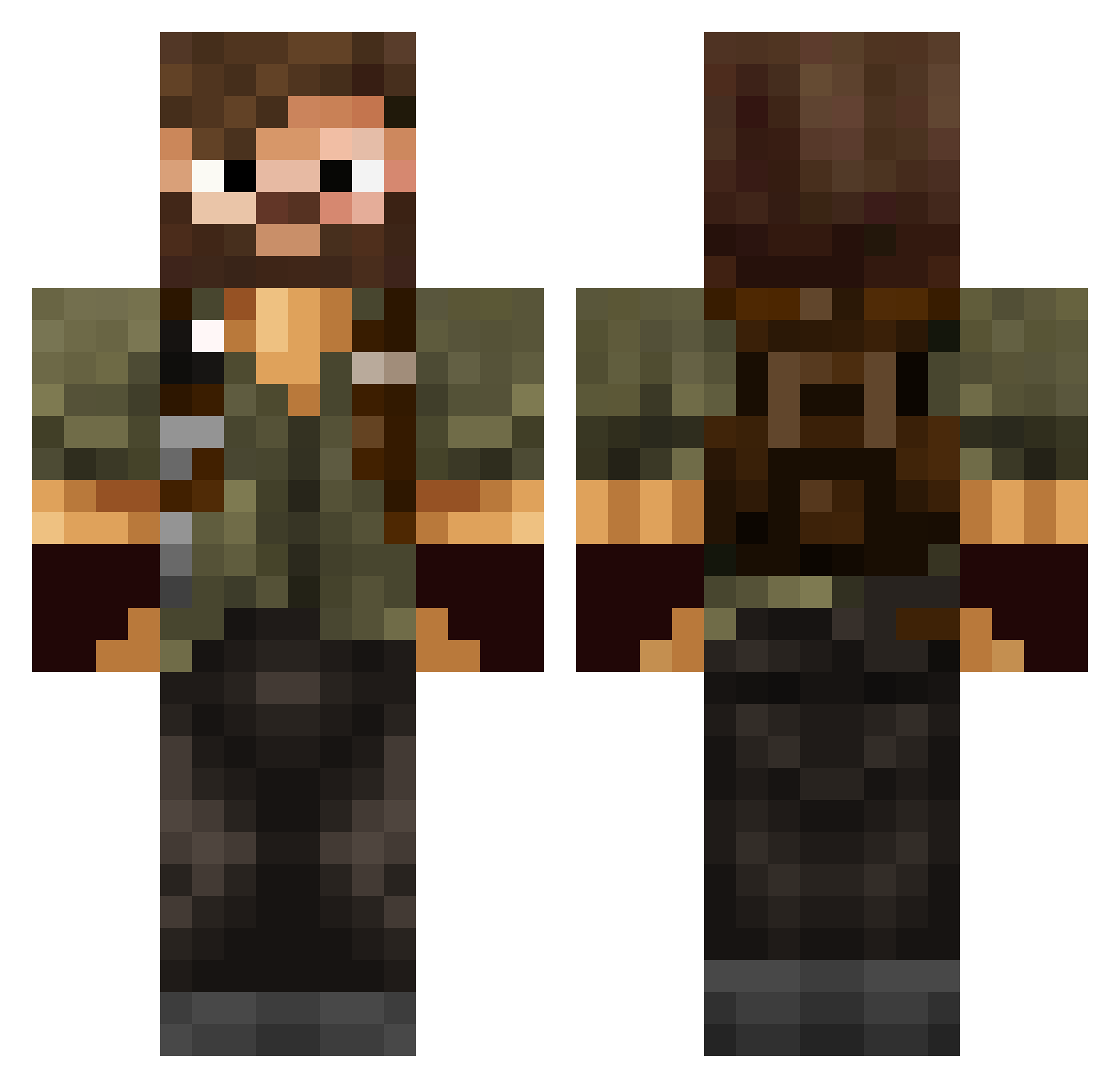 JuicyTaste Minecraft skin, front and back view