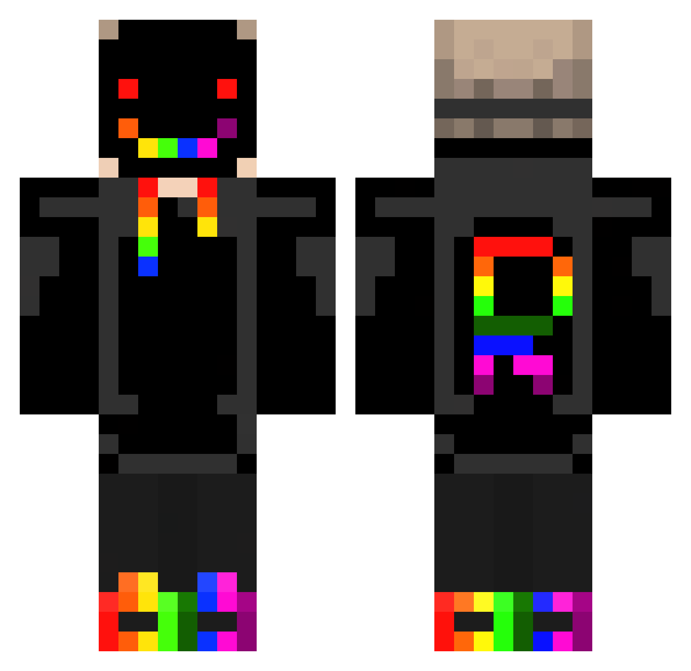 80min Minecraft skin, front and back view