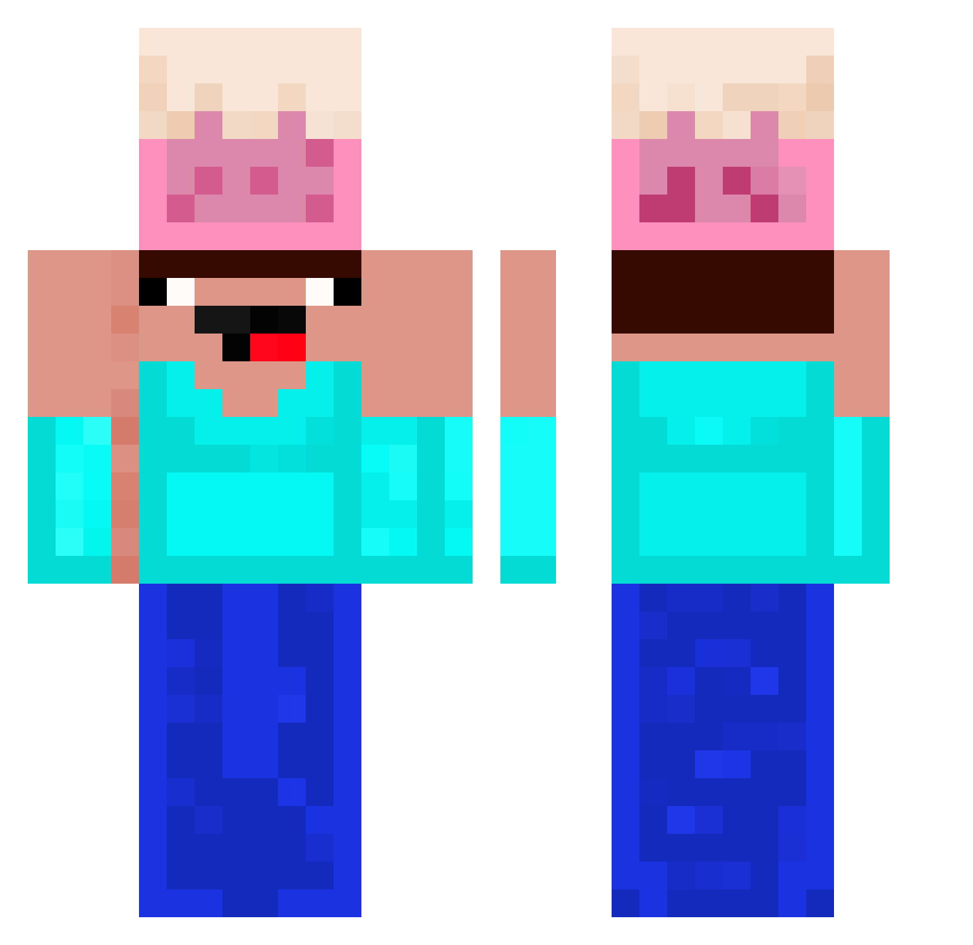 downofsyndrom Minecraft skin, front and back view