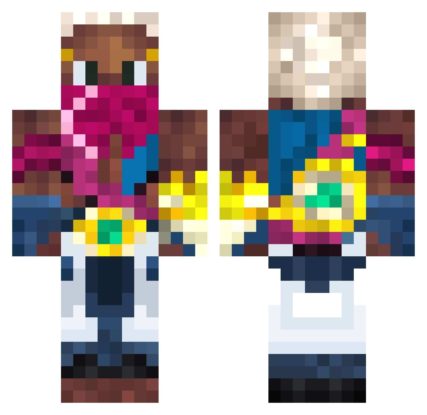 mcfistoXD Minecraft skin, front and back view