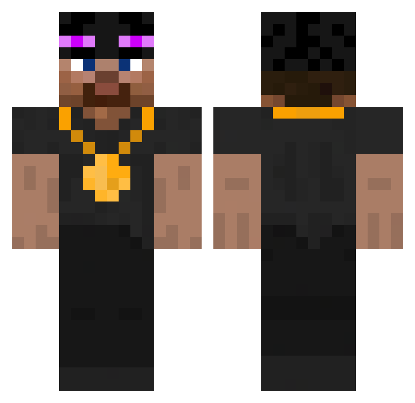 fraxooV2 Minecraft skin, front and back view