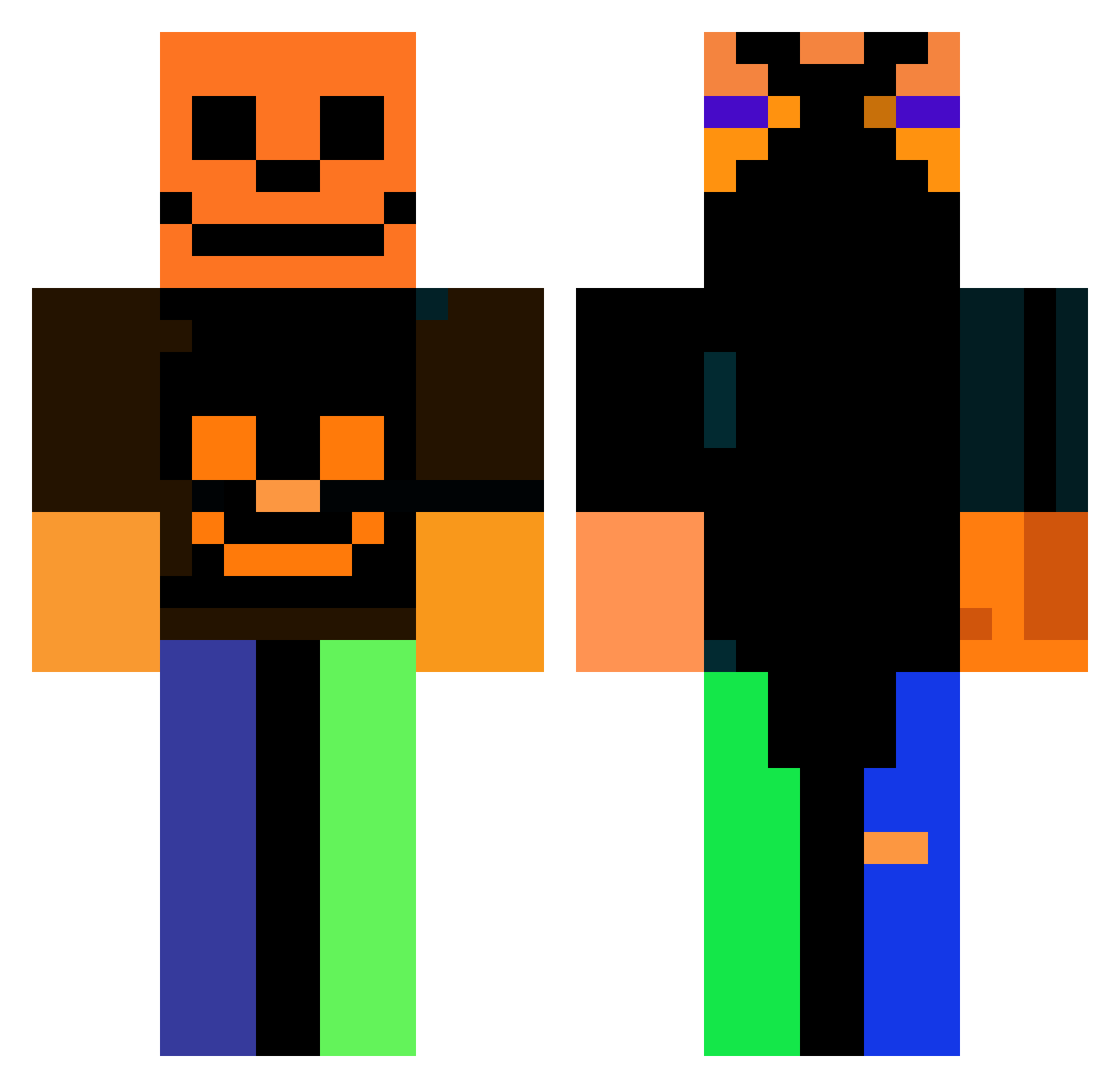 yakawaTv Minecraft skin, front and back view