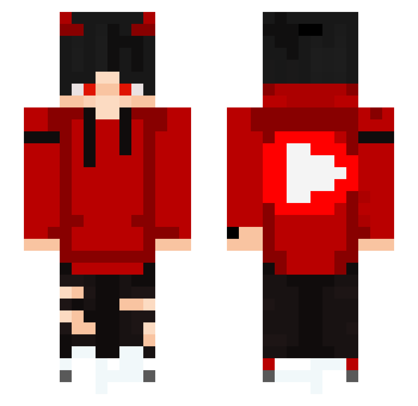 MightyGame Minecraft skin, front and back view