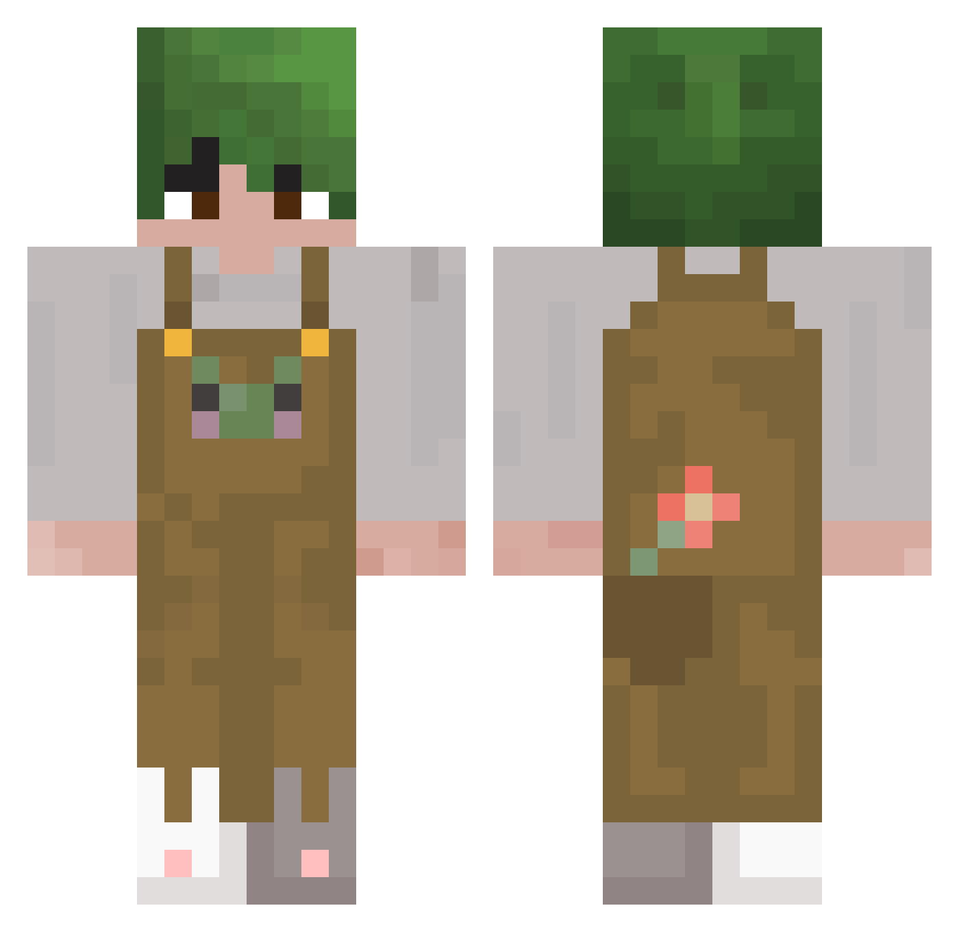 frankipede Minecraft skin, front and back view